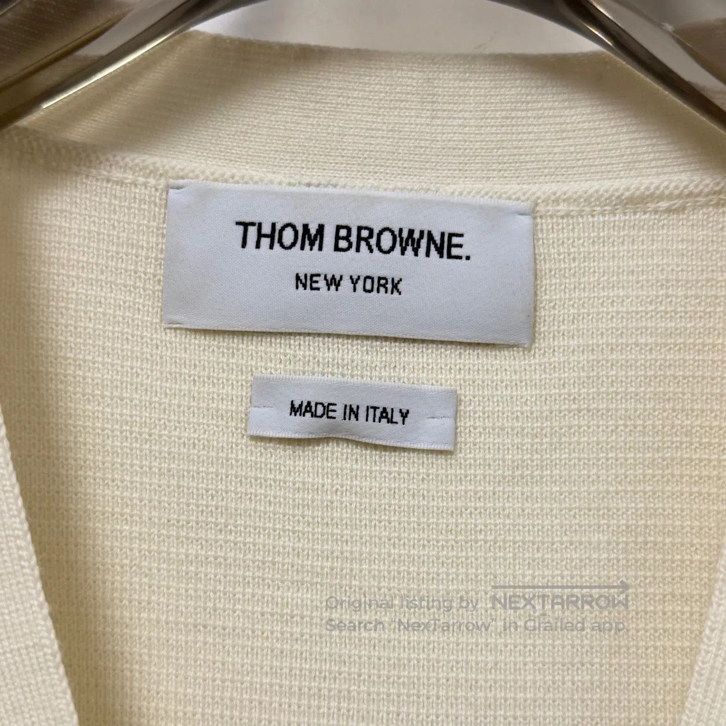 Thom Browne Thom Browne White Striped Wool Cardigan| Size M / US 6-8 / IT 42-44 - 2 Thumbnail
