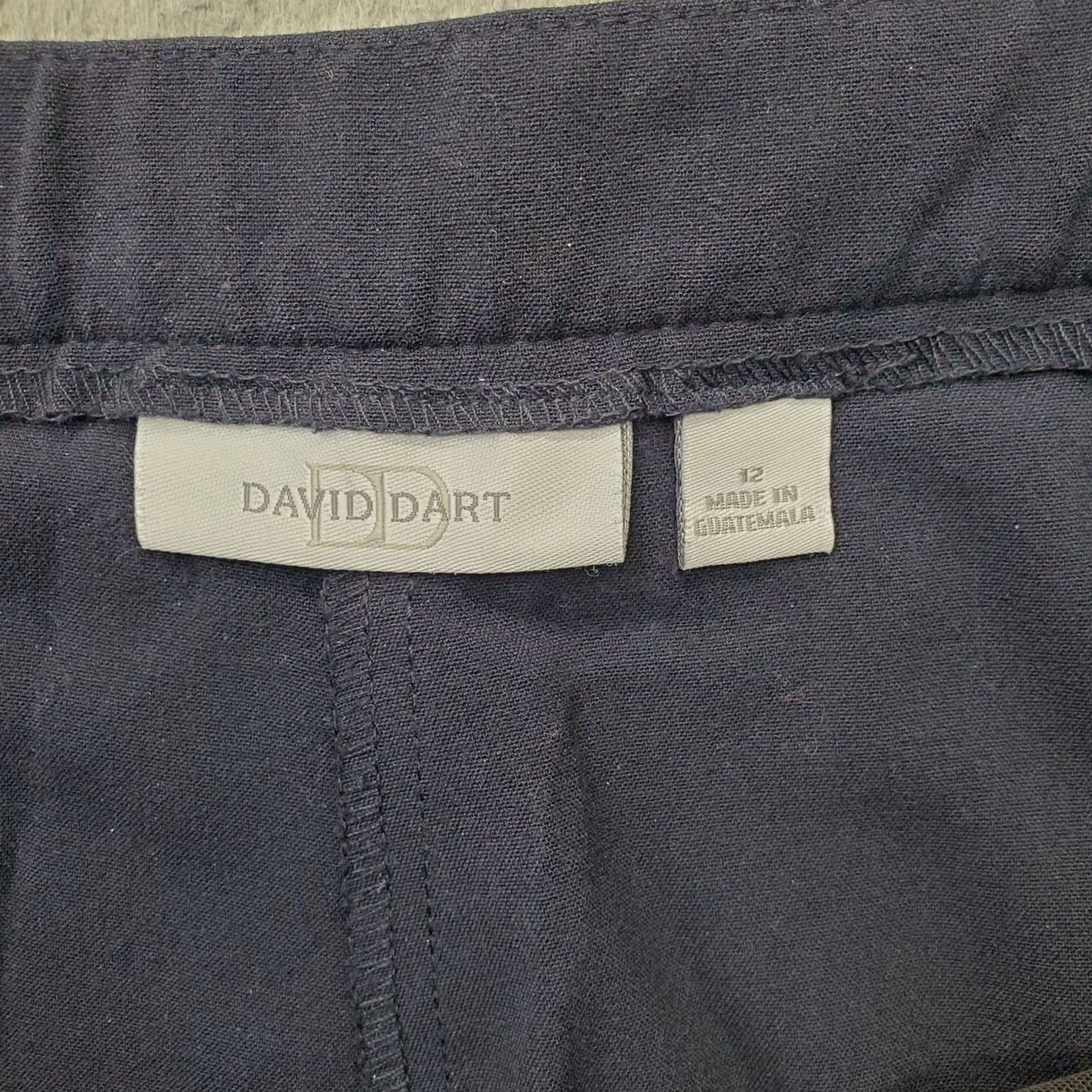 Vintage David Dart Womens 12 Navy Regular Fit Flat Front Stretch Wide-Leg Trouser Pants Size 34" / US 12 / IT 48 - 7 Thumbnail