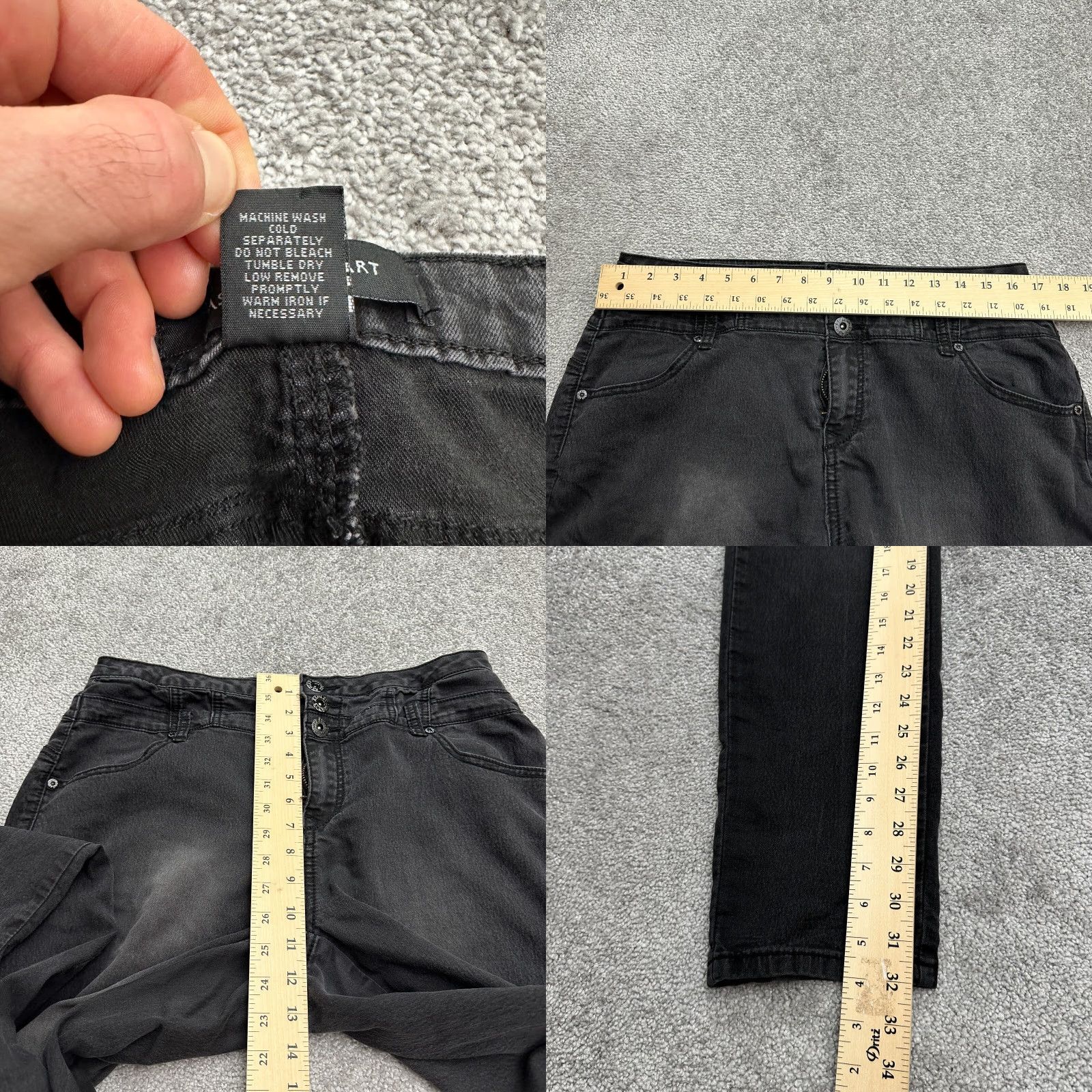 Vintage Ashley Stewart Jeans Women 16 Black Dark Wash Straight High Rise Lightweight Stretch Denim Cotton Blend Size 38" / US 16 / IT 52 - 8 Thumbnail