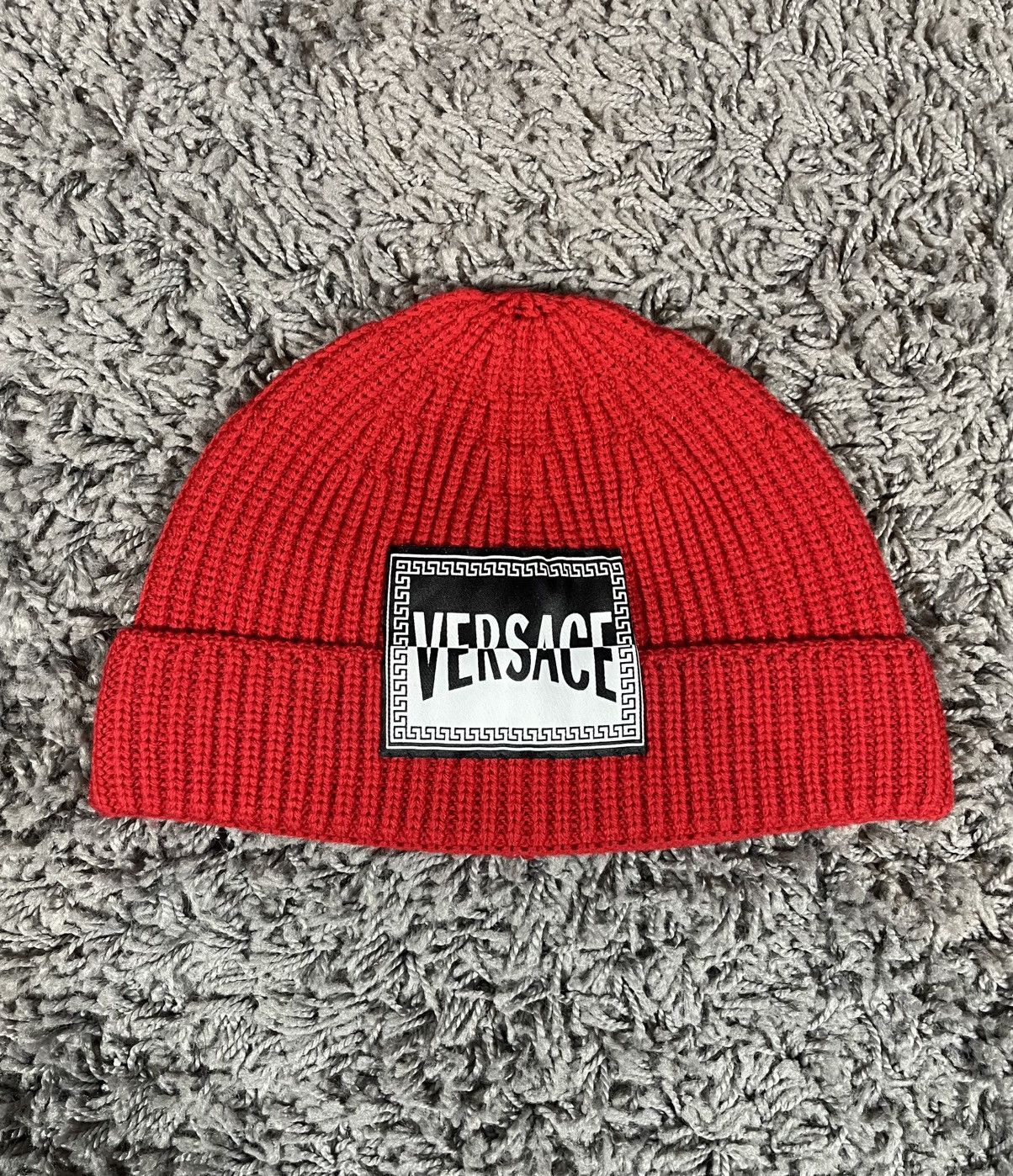 Versace Versace Distorted 90s Vintage Logo Wool Knitted Beanie Hat Size ONE SIZE - 1 Thumbnail