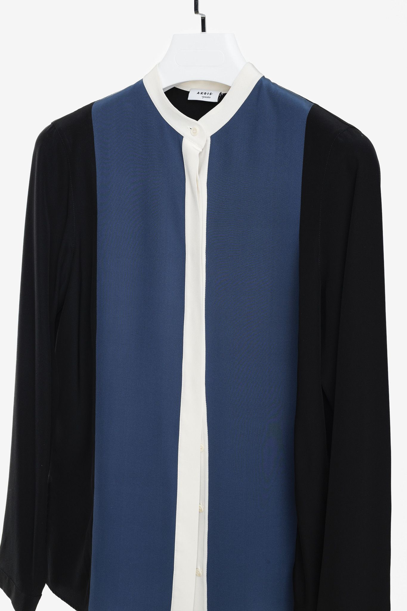 Akris Akris Punto Black Silk Colour-Block Button-Up Blouse Size M / US 6-8 / IT 42-44 - 3 Thumbnail