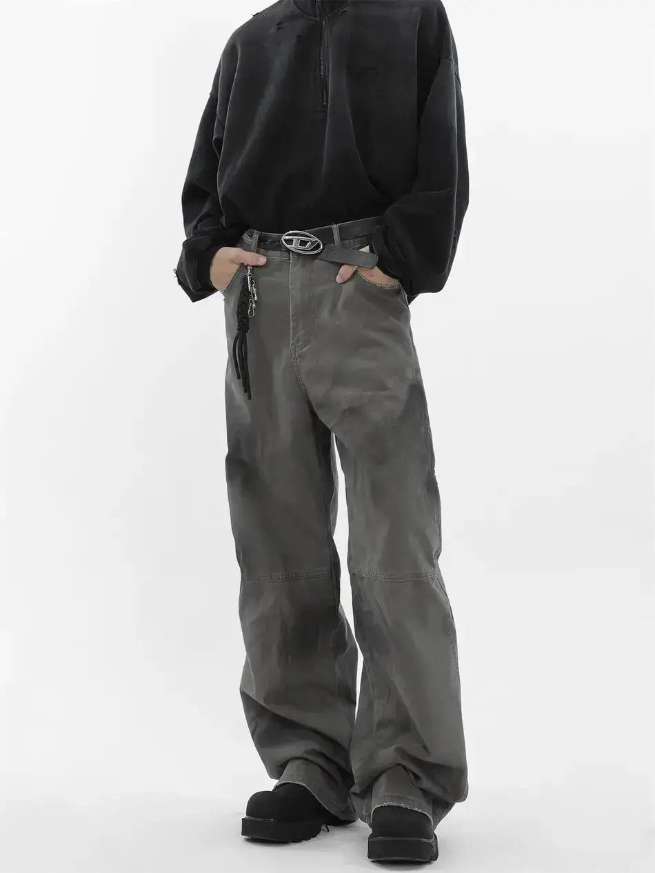 Japanese Brand Retro distressed dirty washed zippered jeans Size US 32 / EU 48 - 1 Thumbnail
