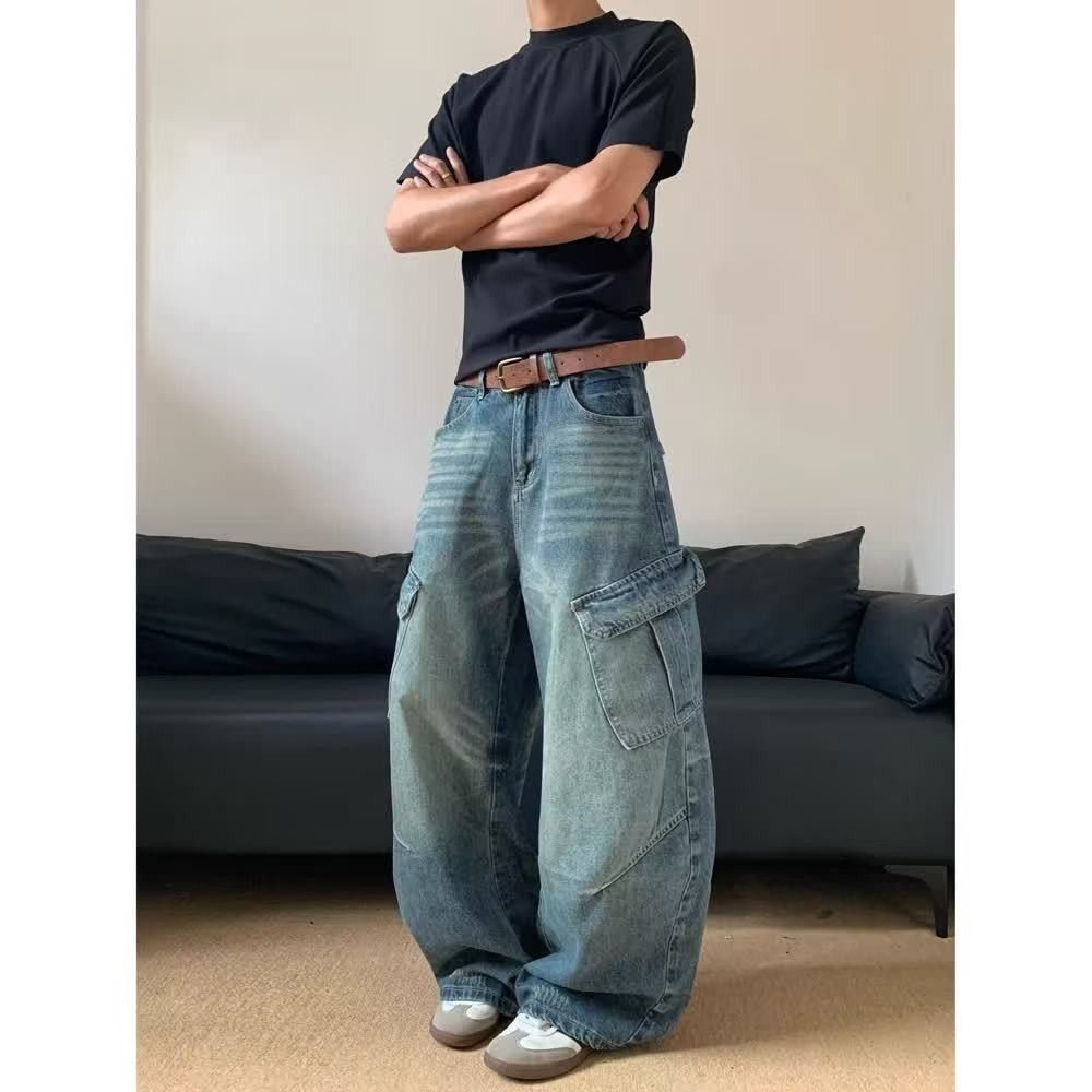 Vintage American-Style High-Street Multi-Pocket Cargo Jeans Size US 32 / EU 48 - 3 Thumbnail