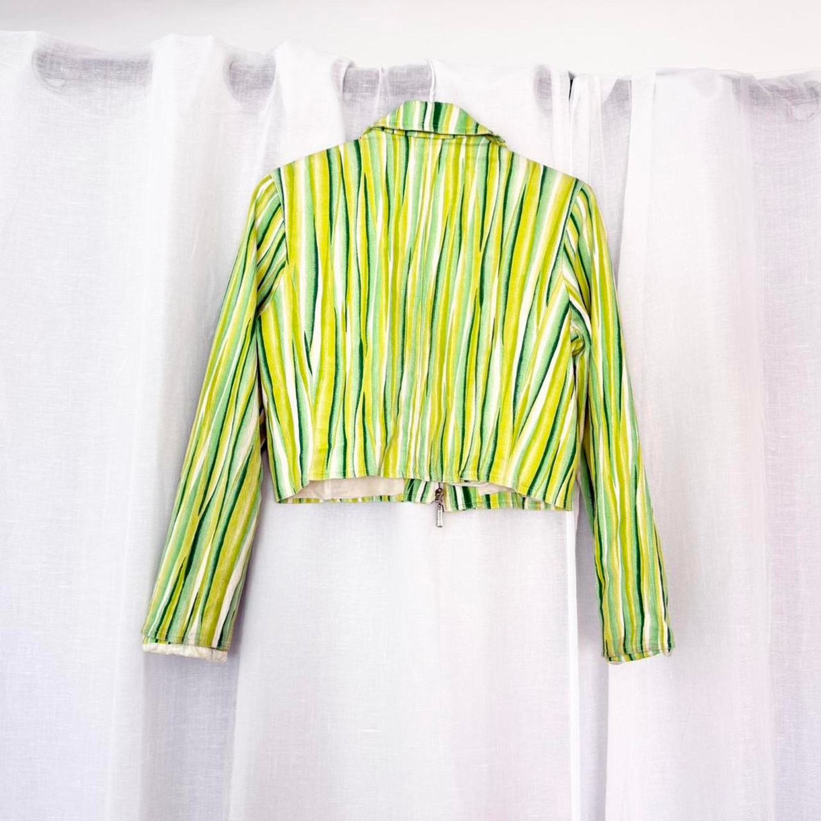 Vintage y2k vertigo green striped cropped zip jacket Size M / US 6-8 / IT 42-44 - 5 Thumbnail