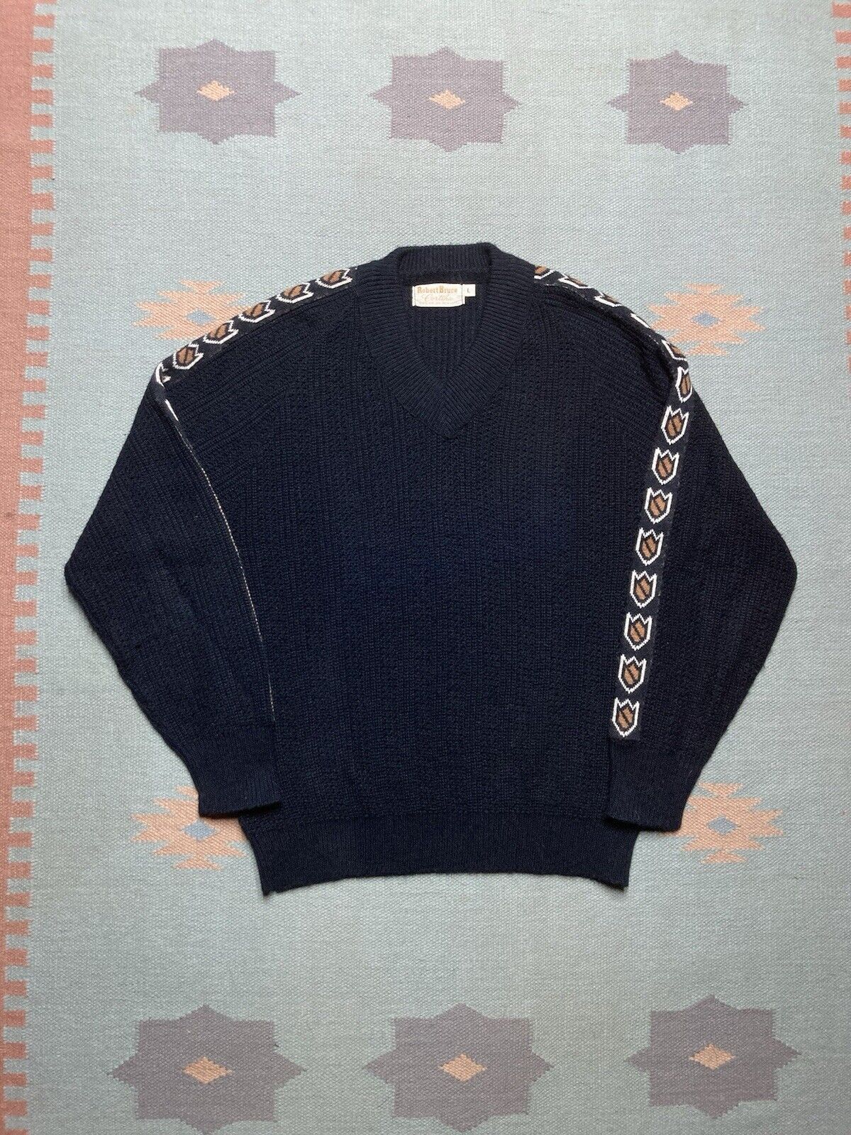 Robert Bruce × Vintage 60s knit sweater Robert Bruce v neck acrylic soft shaggy L Size US L / EU 52-54 / 3 - 1 Thumbnail