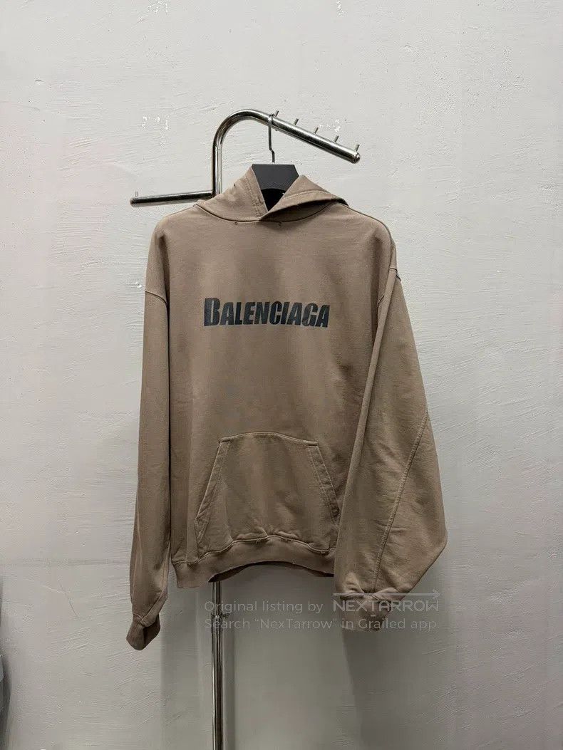 Balenciaga Balenciaga Khaki gray hooded sweatshirt Size US XXS / EU 40 - 1 Thumbnail