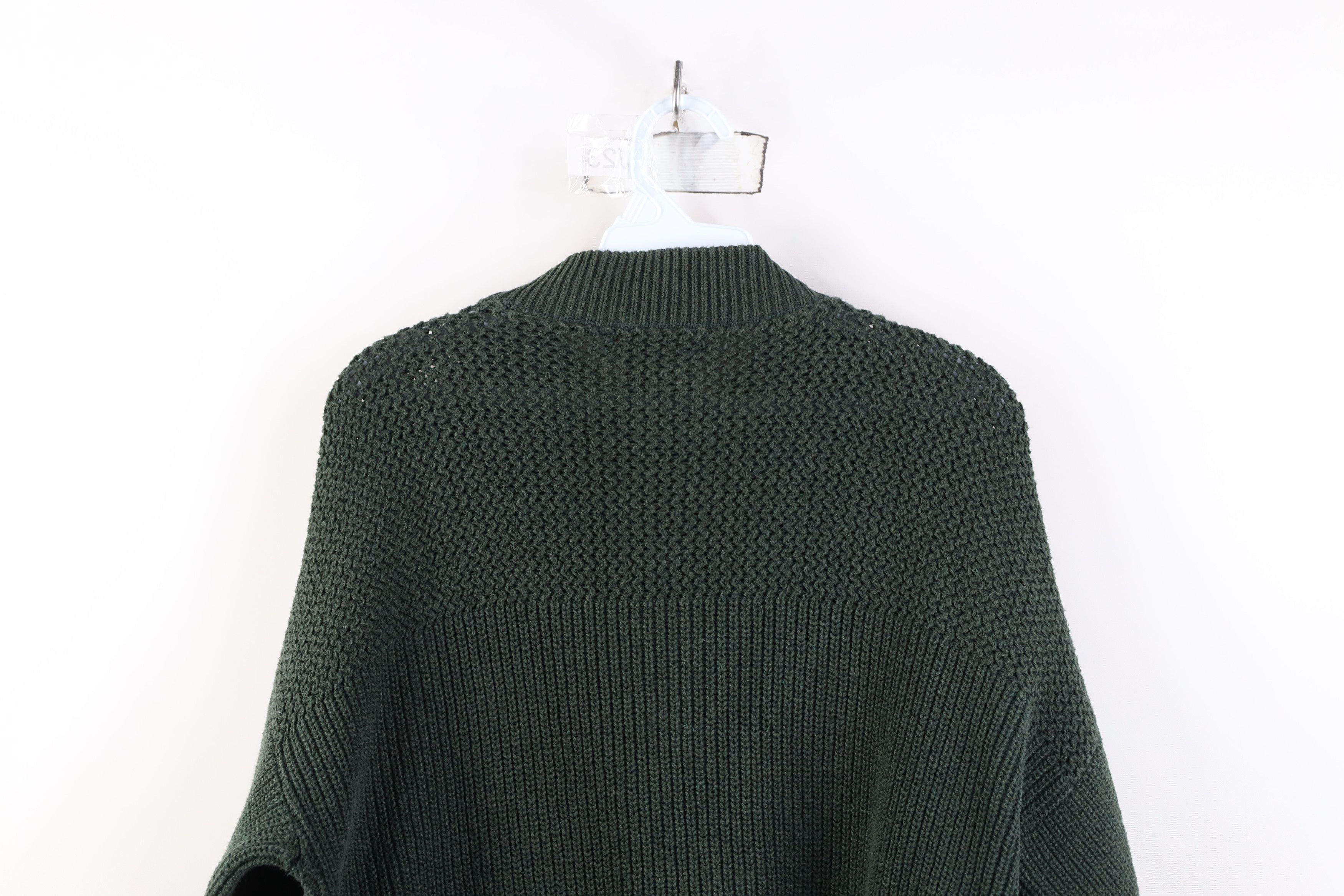 Vintage Vintage 90s Streetwear Ribbed Knit Henley Sweater Green USA Size US L / EU 52-54 / 3 - 13 Thumbnail