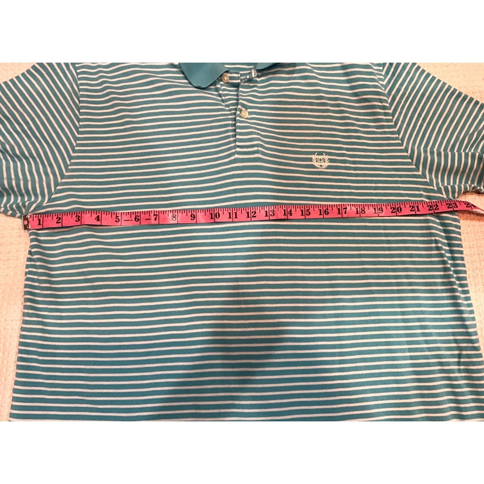 Chaps CHAPS RALPH LAUREN MENS POLO SHIRT XL BLUE STRIPED Short Sleeve Collared Logo Knit 100% Cotton Golf Casual Regular Man Size US XL / EU 56 / 4 - 6 Thumbnail