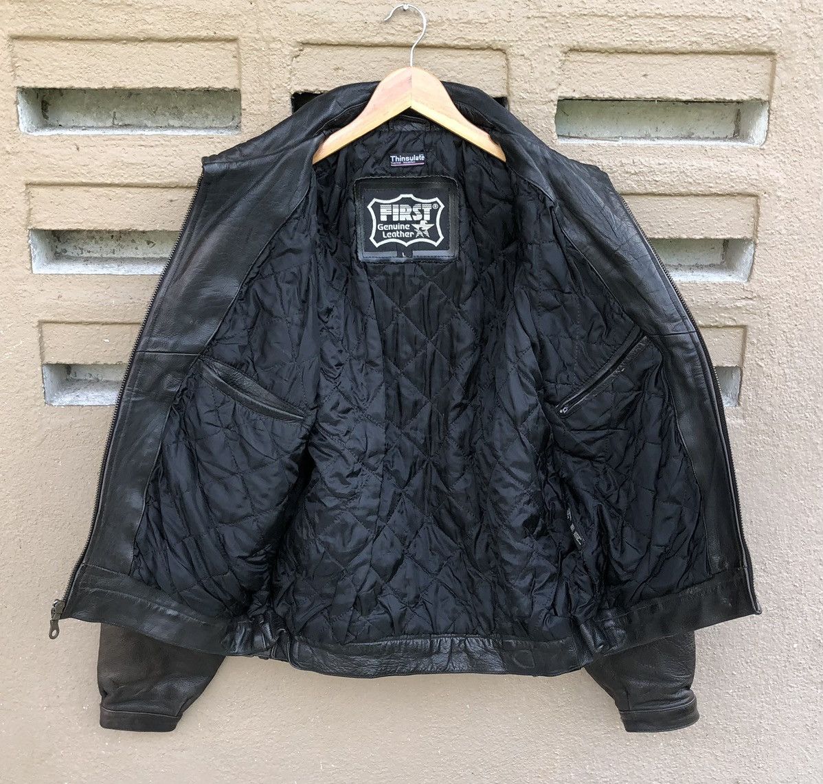 First MFG Co. VTG First Genuine Leather Sun Faded Thinsulate Bomber Jacket Size US L / EU 52-54 / 3 - 17 Thumbnail
