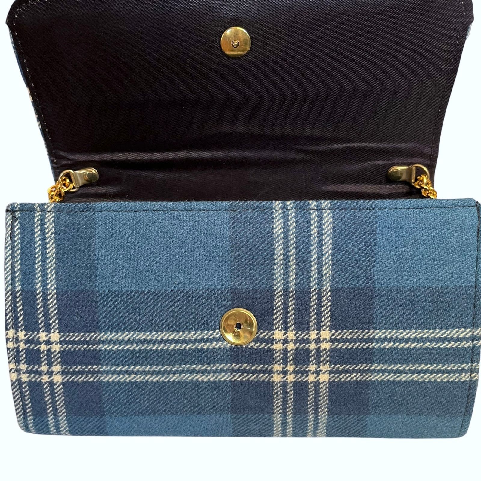 Vintage Vintage Brown's of Bermuda Blue Wool Tartan Handbag & Wallet Size ONE SIZE - 12 Thumbnail