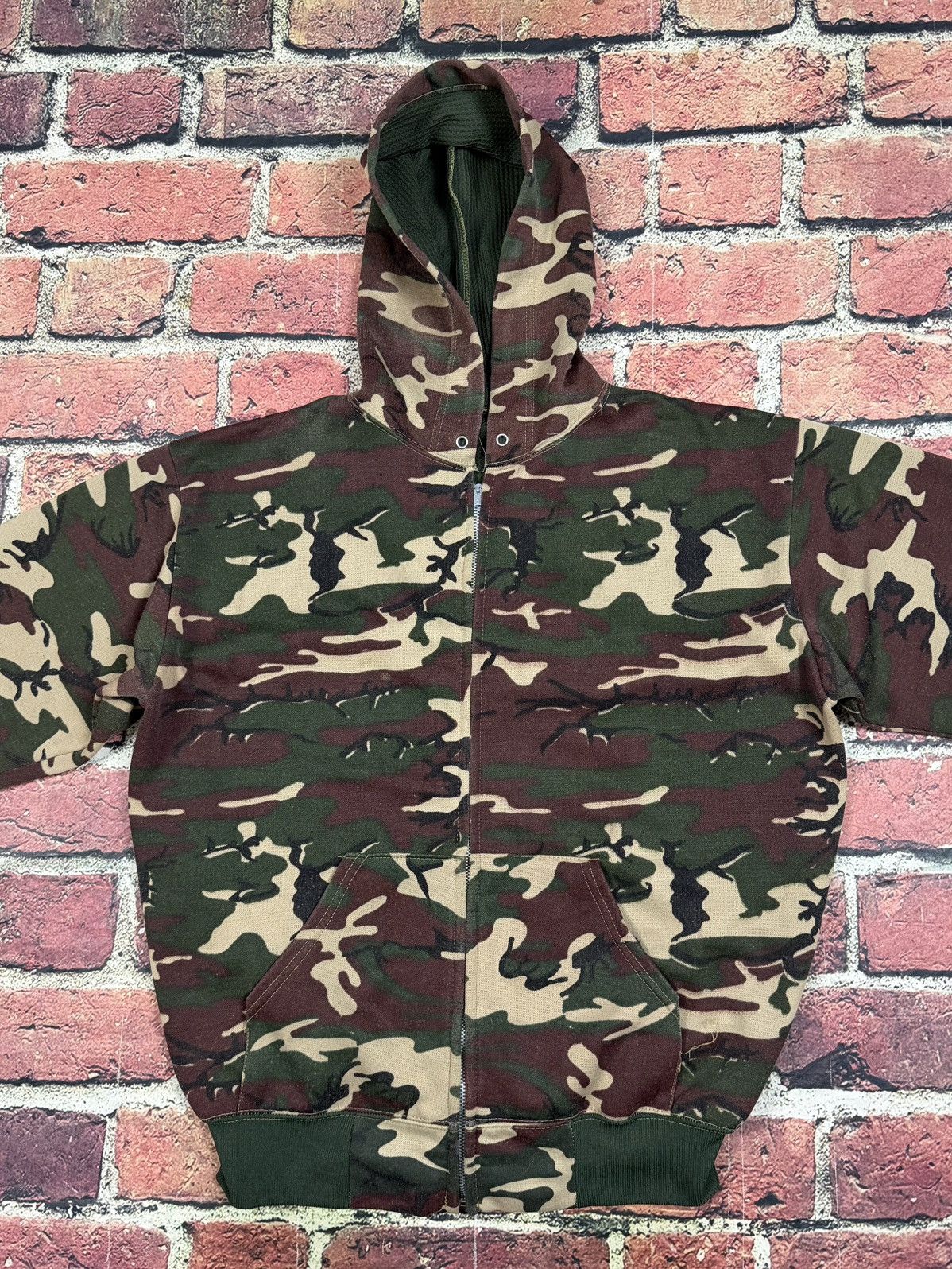 Other Vintage Camo Zip Up Hoodie Thermal Lined Sweatshirt Blank Size US L / EU 52-54 / 3 - 4 Thumbnail