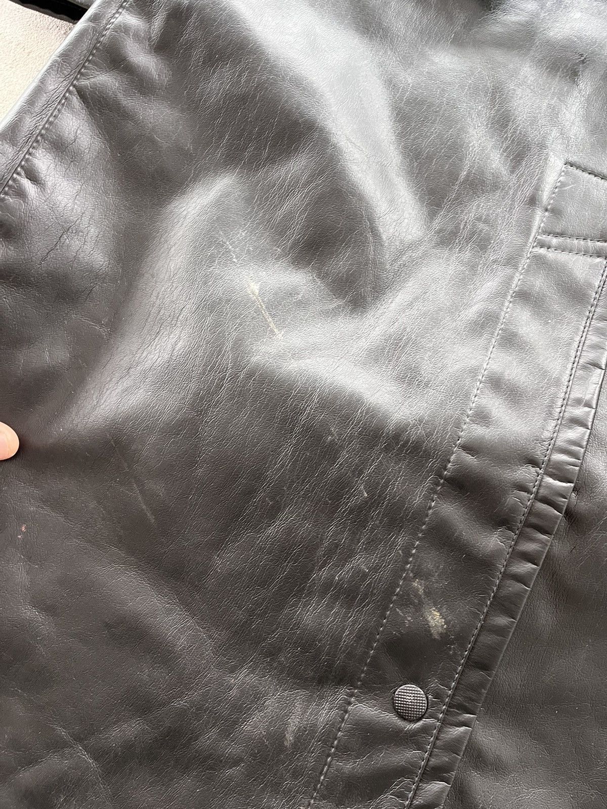 Genuine Leather Vintage Black Faux Leather Trench Coat Gothic Military Style Size US L / EU 52-54 / 3 - 20 Thumbnail