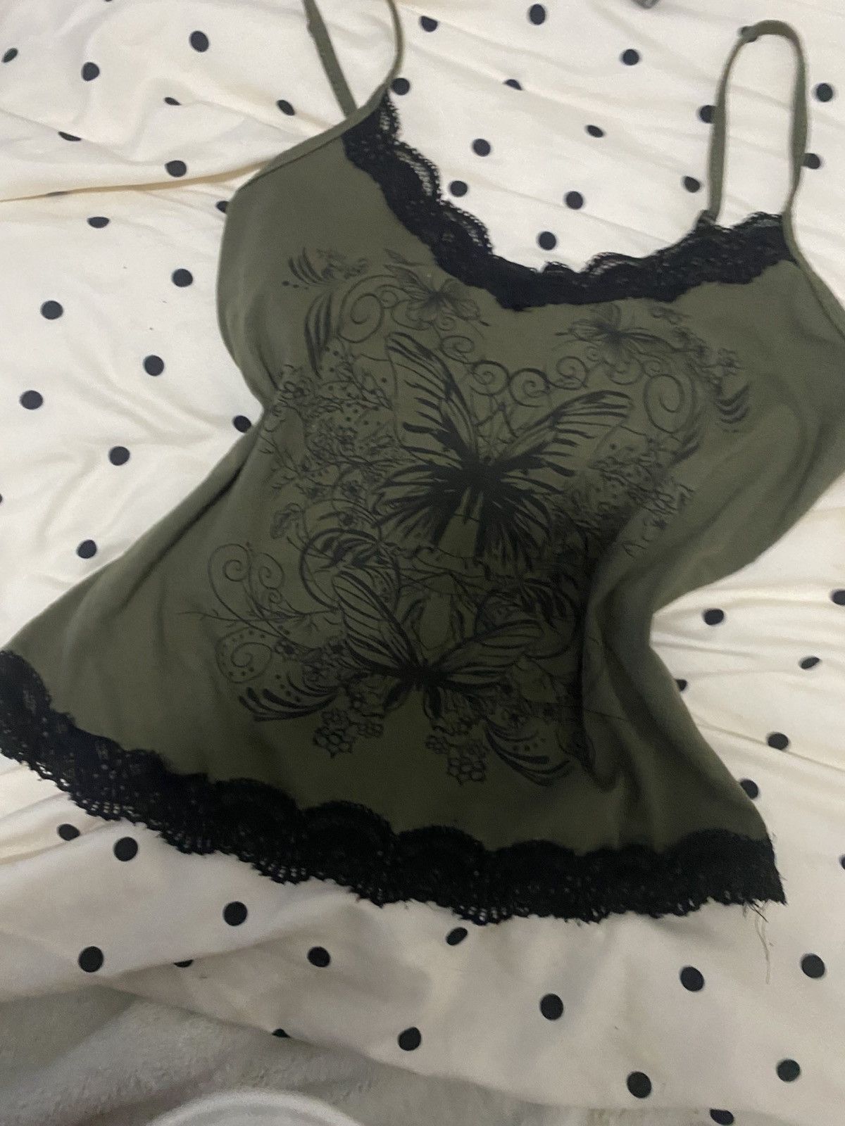 Shein Cottage/Grunge Green Butterfly Tank Size S / US 4 / IT 40 - 1 Thumbnail