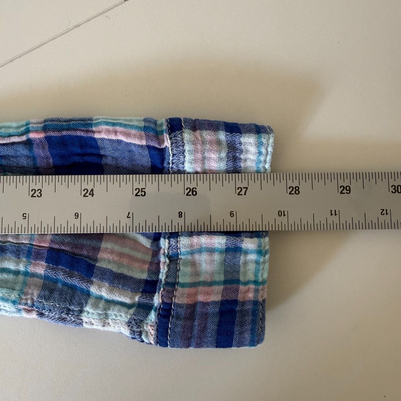 H&M H&M L.O.G.G. Blue Plaid Gauze Button Down Shirt Women's 14 Size XL / US 12-14 / IT 48-50 - 6 Thumbnail