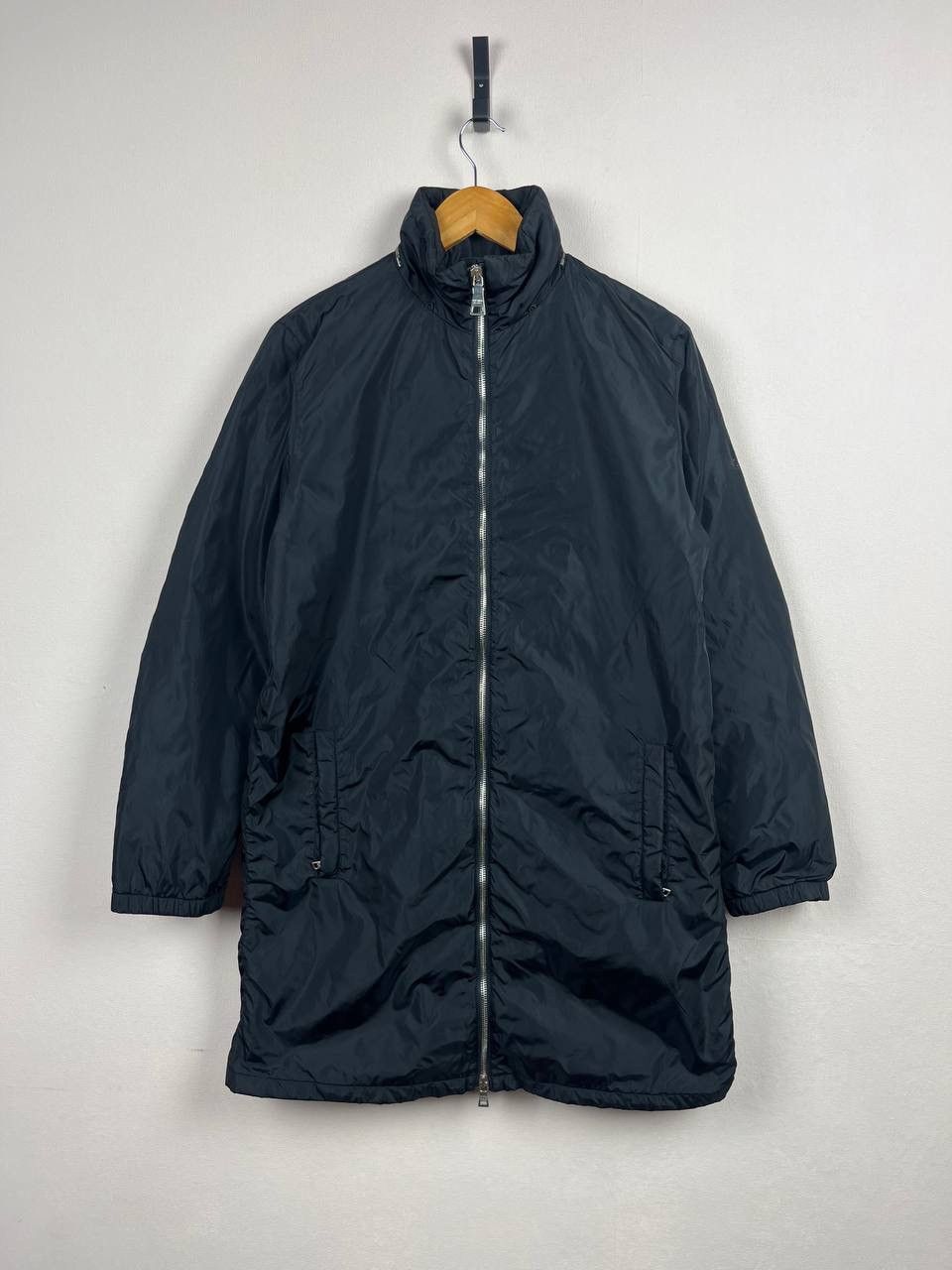 Prada PRADA Black Long Overcoat Men's Size 46 Zipper Logo Accent Size US S / EU 44-46 / 1 - 1 Thumbnail