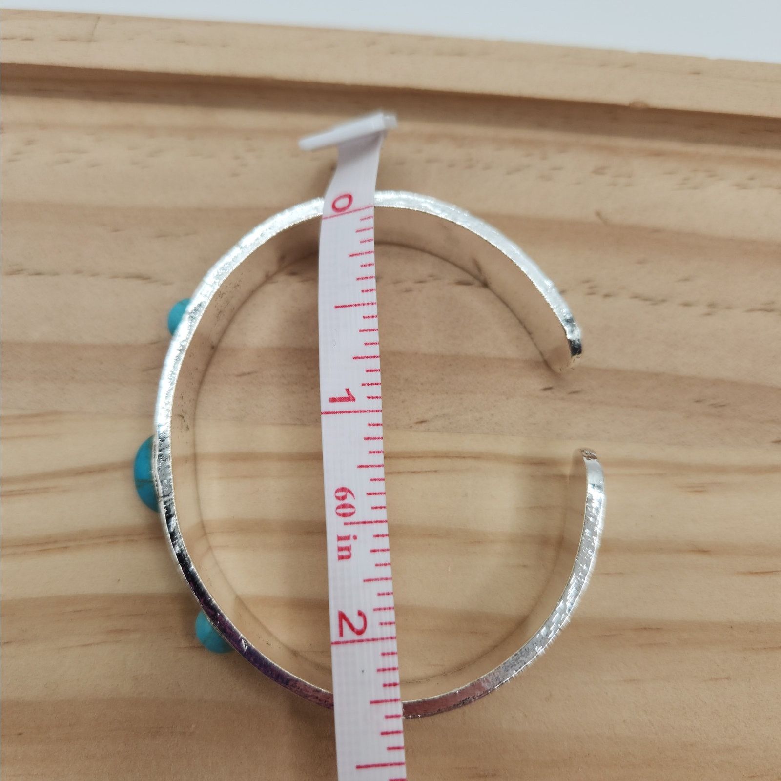 Other Minimalist Southwestern Cuff Bracelet Silver Tone Blue Stone Size ONE SIZE - 4 Thumbnail