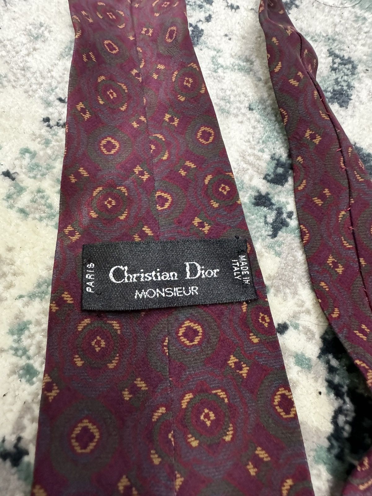 Christian Dior Monsieur ABSTRACT PATTERN PRINT SILK NECK TIE Size ONE SIZE - 3 Thumbnail