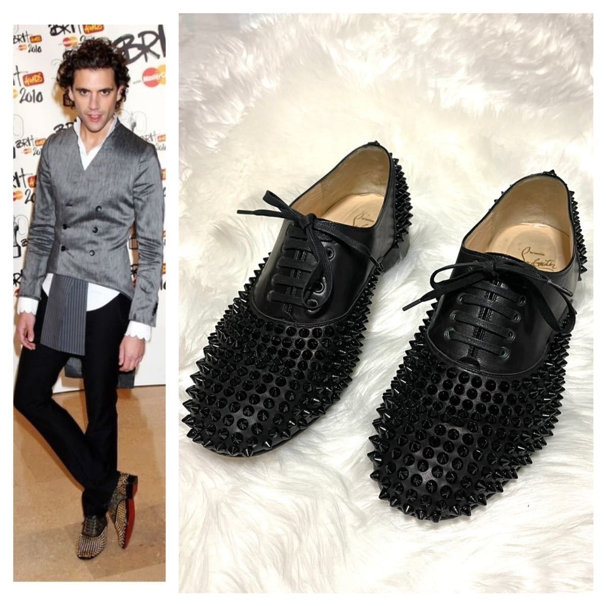 Authentic Christian Louboutin Freddie Studded Lace-Up Shoes