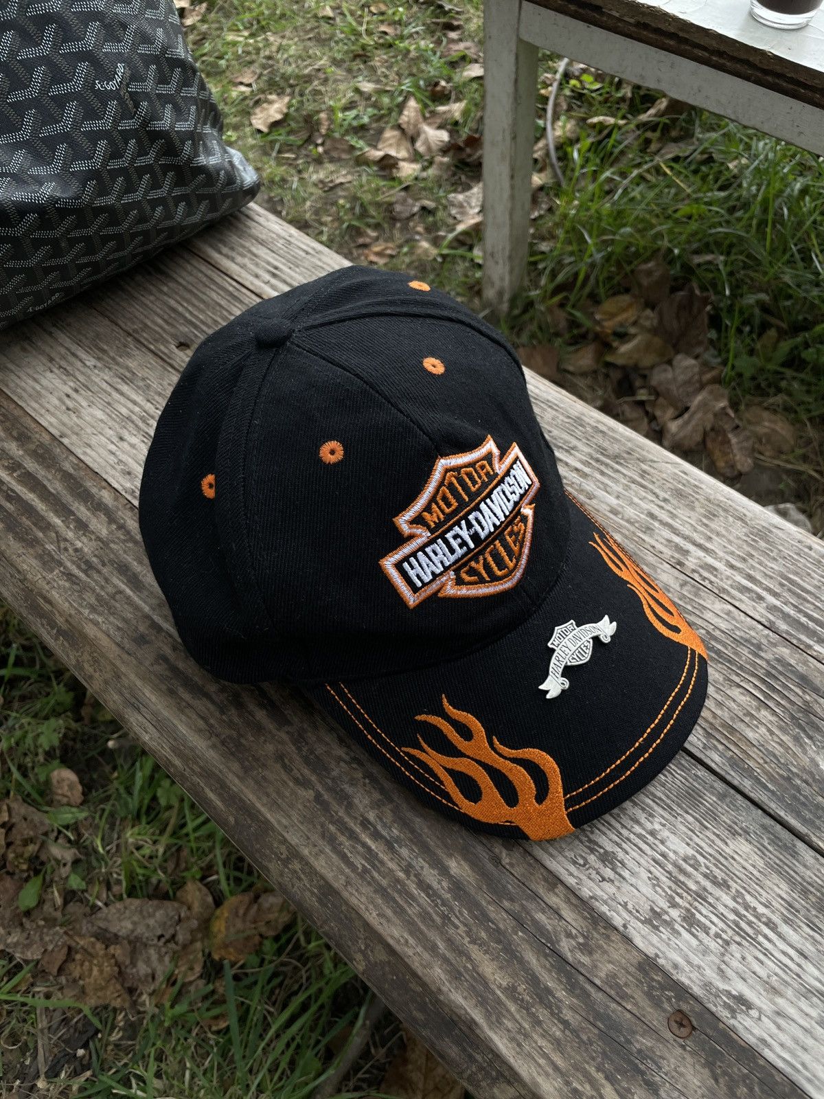 Vintage Vintage Harley Davidson Flame Cap Hat Metal logo Size ONE SIZE - 3 Thumbnail