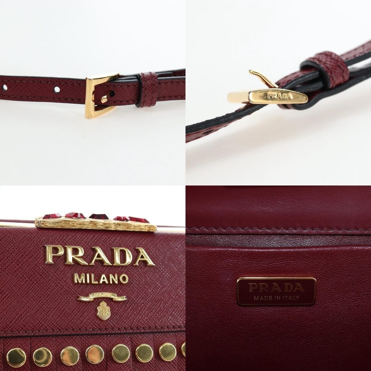 Prada Prada Saffiano Galleria Shoulder Bag Burgundy Size ONE SIZE - 13 Thumbnail