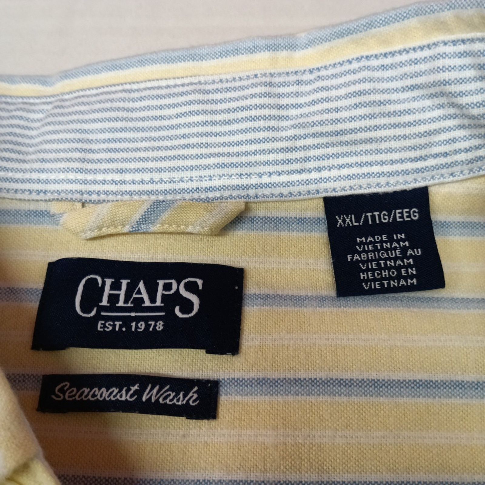 Chaps Chaps Seacoast Wash Woven Shirt Men 2XL Yellow White Striped Size US XXL / EU 58 / 5 - 4 Thumbnail