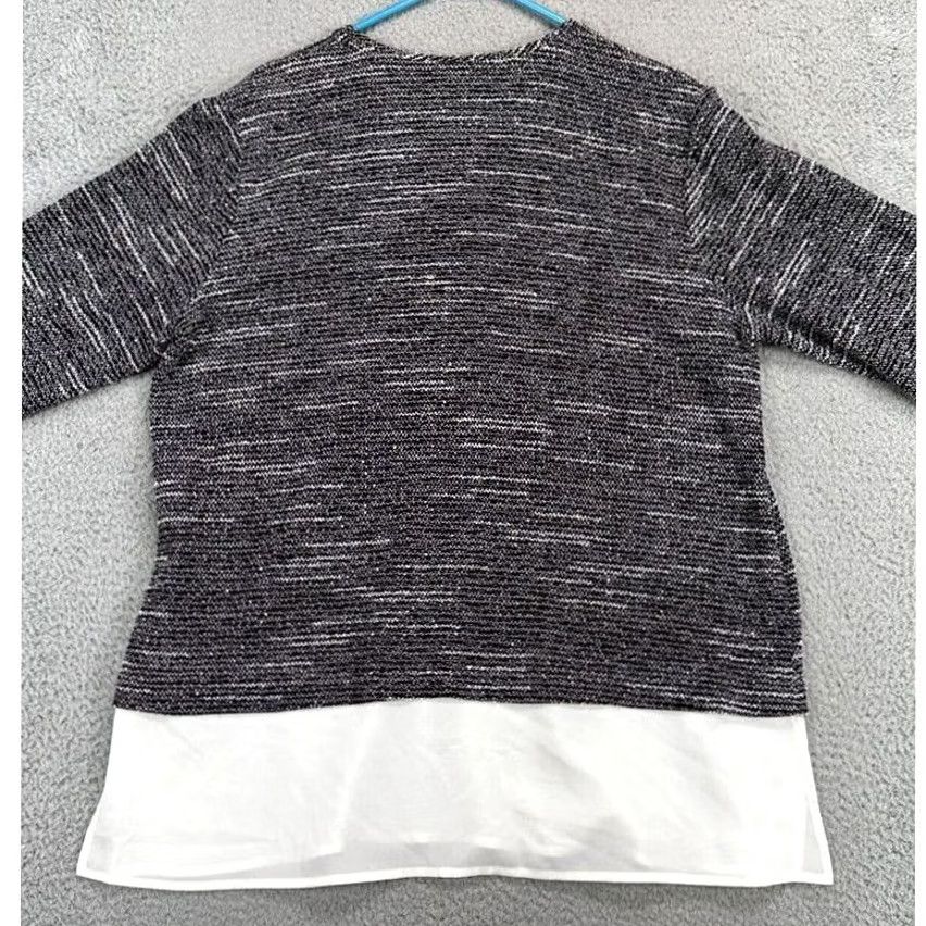 Calvin Klein Calvin Klein Sweater Womens Medium Black White Faux Under Half Zip Knit Pullover V-Neck Raglan Sleeve Zipper 1/4 Zip New Size M / US 6-8 / IT 42-44 - 3 Thumbnail