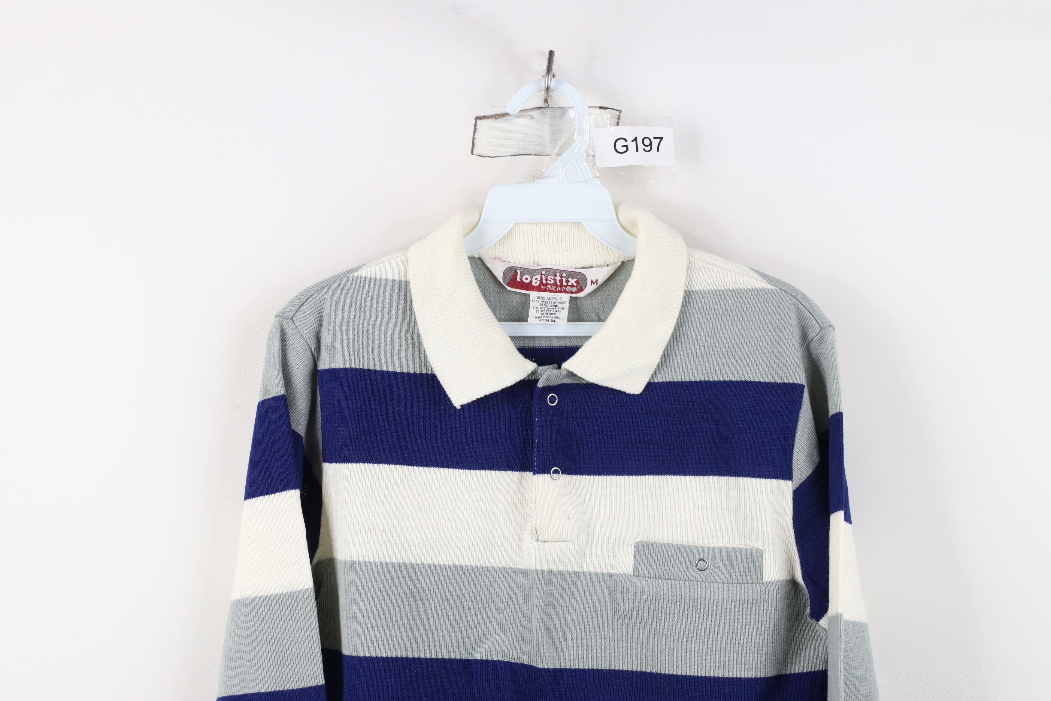 Vintage Vintage 70s Streetwear Block Knit Collared Polo Sweater Size US M / EU 48-50 / 2 - 2 Thumbnail