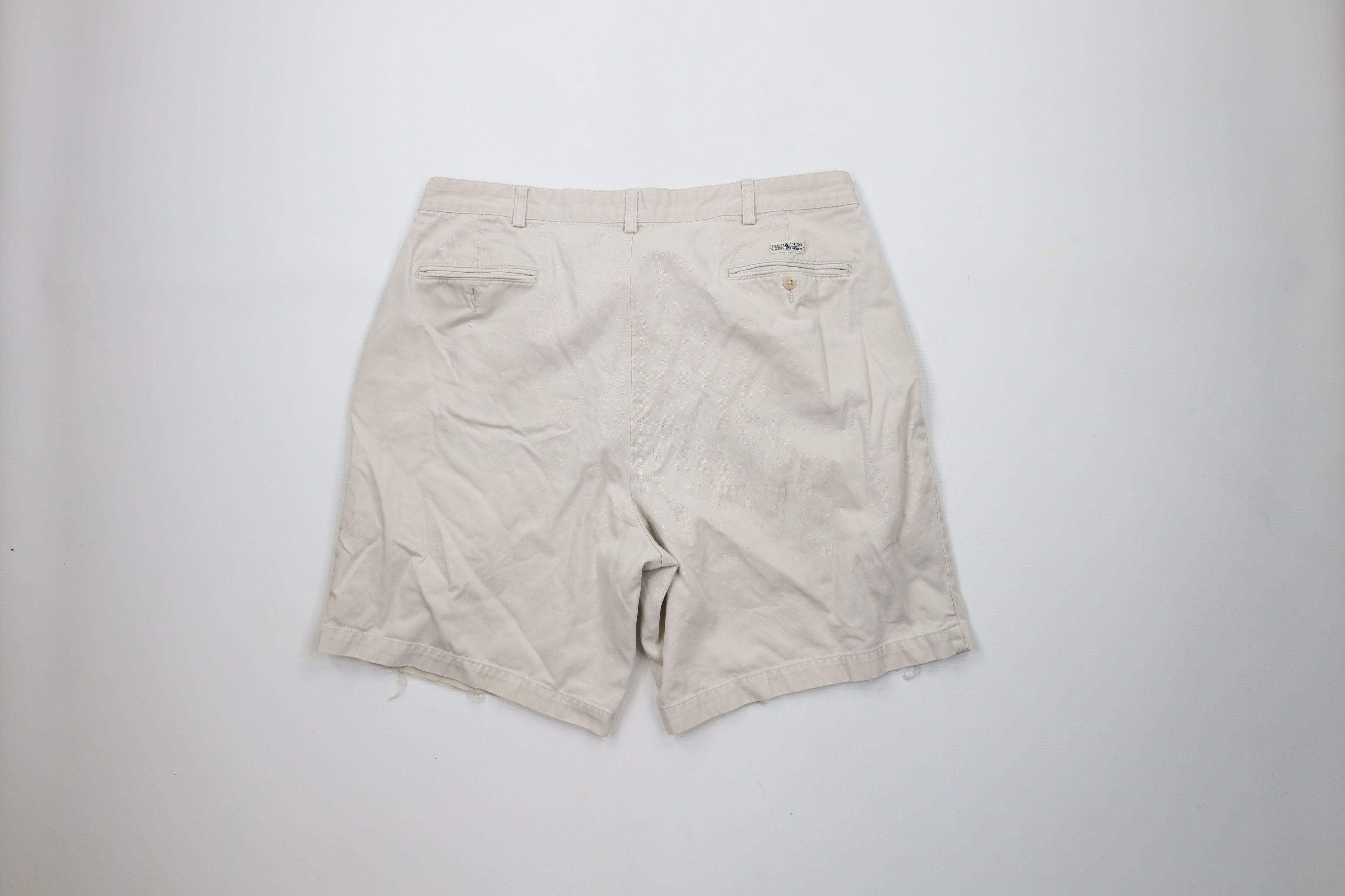 Ralph Lauren × Vintage Vintage 90s Ralph Lauren Above Knee Chino Shorts Beige Size US 36 / EU 52 - 9 Thumbnail
