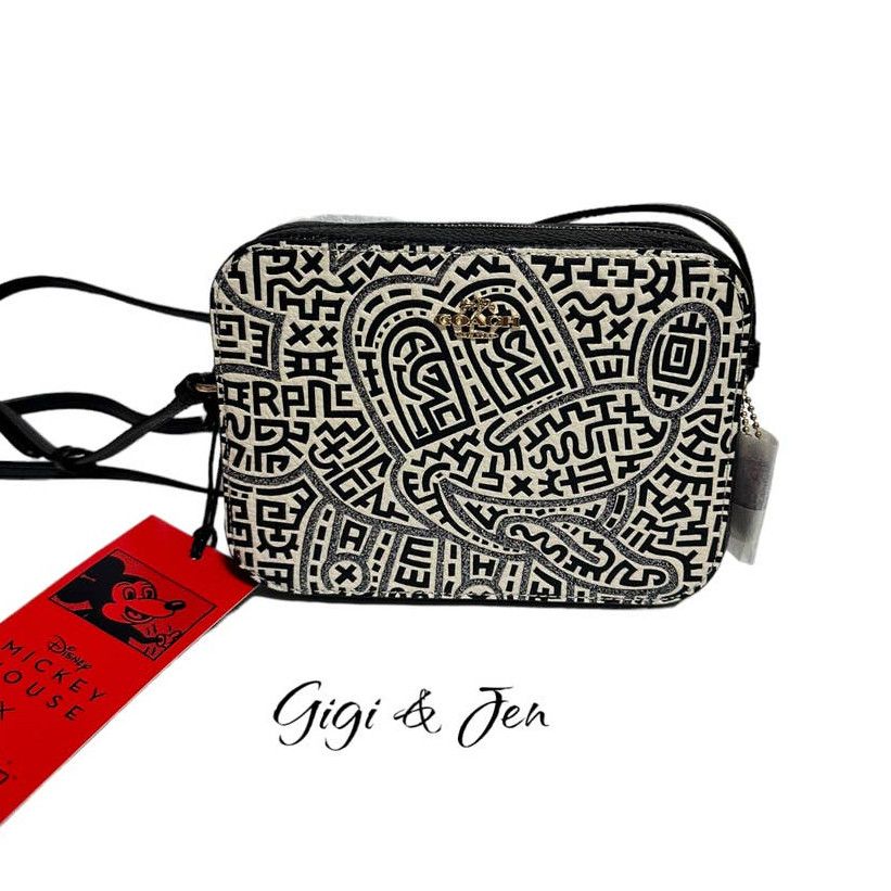 image of Coach Disney Mickey Mouse X Keith Haring Mini Camera Bag in Black, Women's