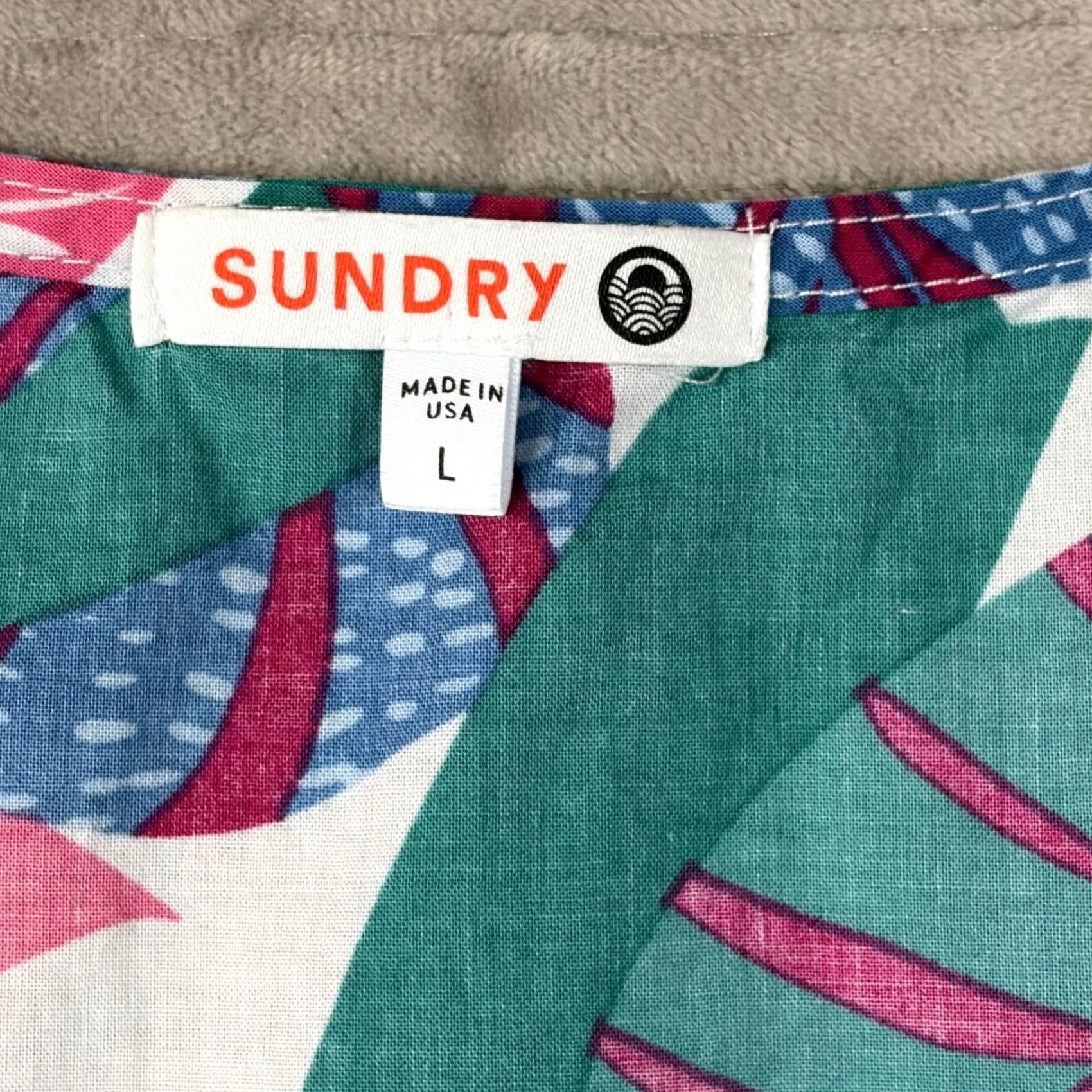 Sundry Sundry Mini Sun All Day Dress Floral Ruffle Tiered Puff Sleeve Cotton Womens L Size L / US 10 / IT 46 - 5 Thumbnail