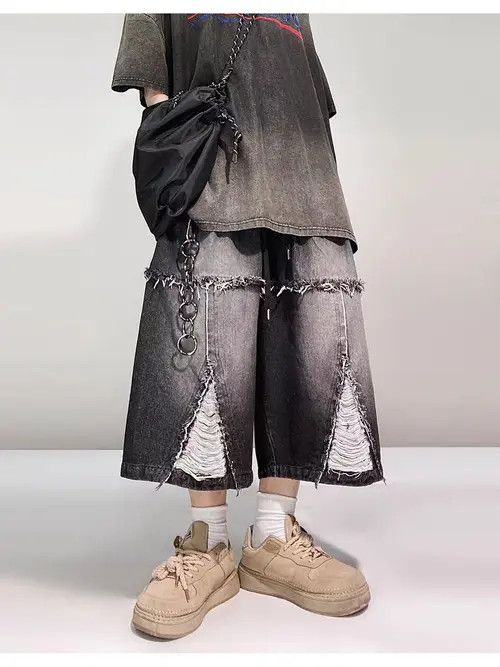 VIBE Vintage High Street Hip Hop Loose Fit Denim Shorts Size US 32 / EU 48 - 1 Thumbnail