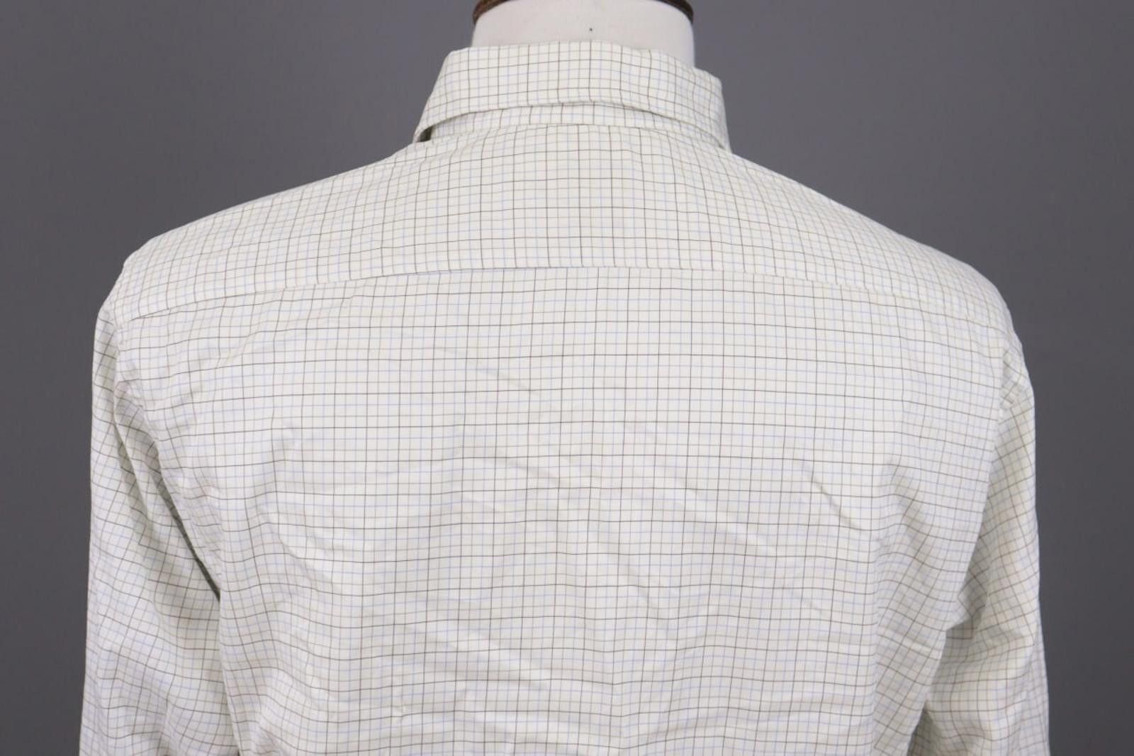 Designer Hackett London Tailored Fit White Check Shirt Size 42 16.5 Size US M / EU 48-50 / 2 - 12 Thumbnail