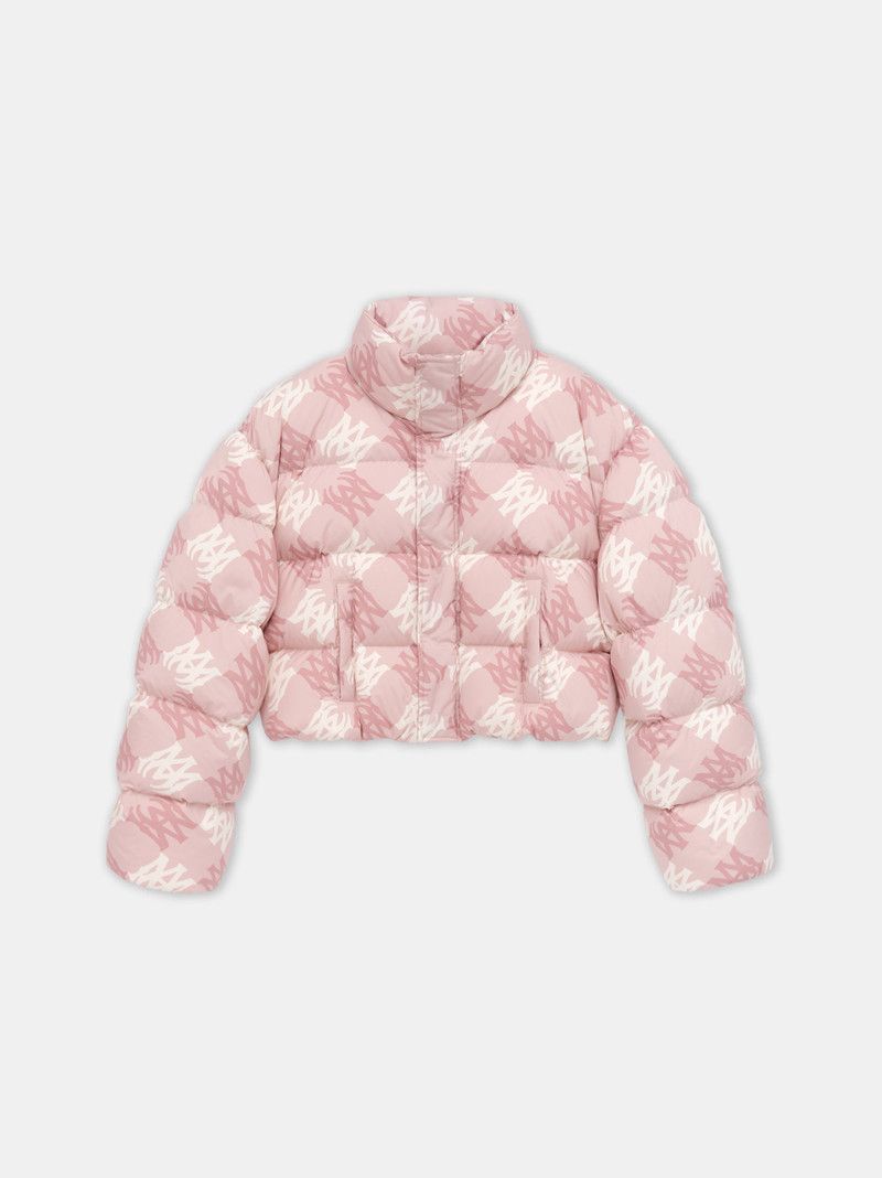 Amiri o1orln1125 MA Quad Cropped Down Jacket in Pink/White Size S / US 4 / IT 40 - 1 Thumbnail
