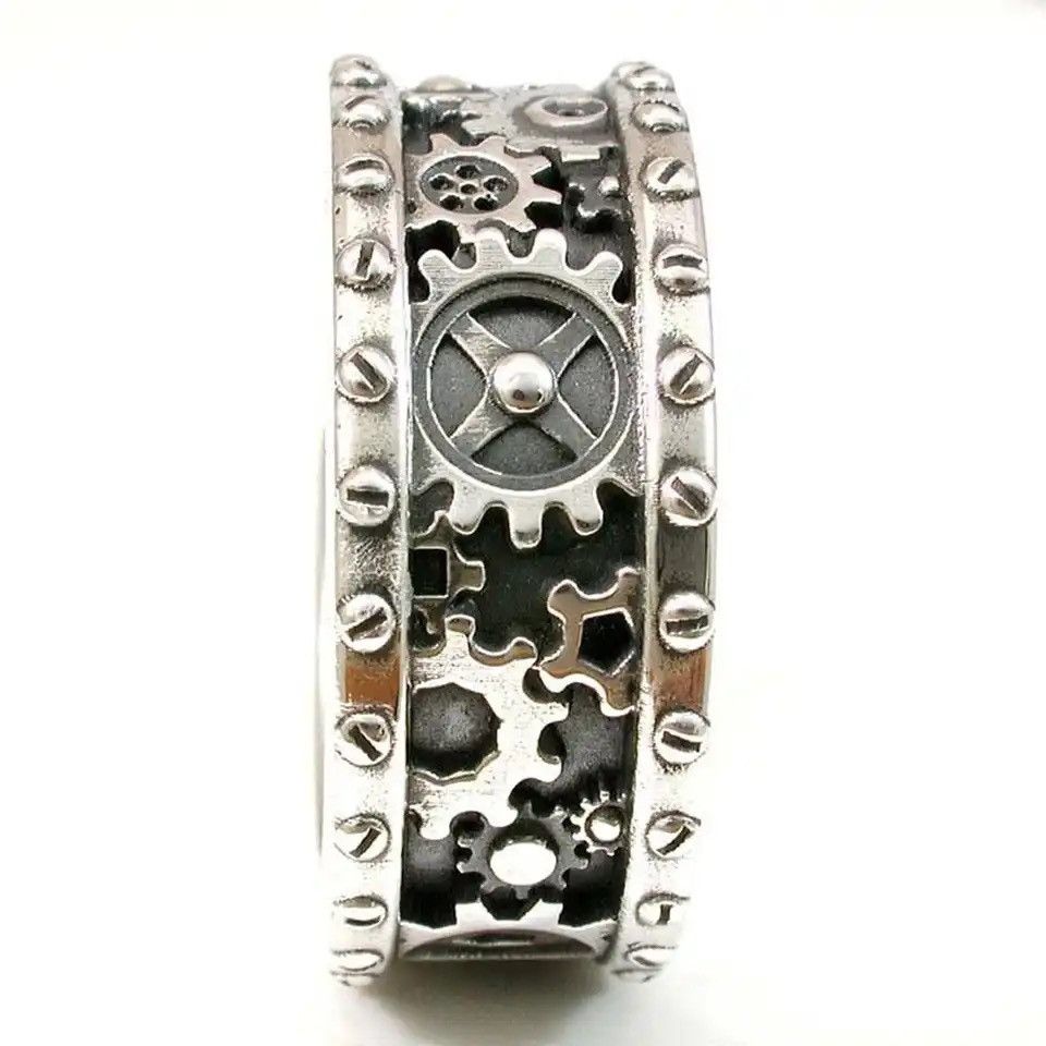 Jewelry × Vintage New Handmade Gears Carved Finger Rings Size ONE SIZE - 2 Thumbnail