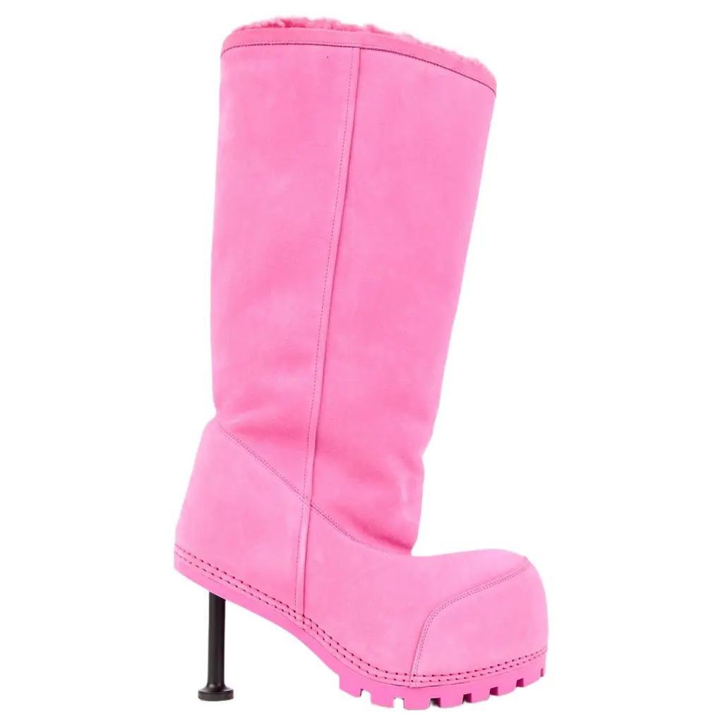 Balenciaga Alaska Stiletto Tall Suede Shearling Boots Size US 10 / IT 40 - 2 Thumbnail