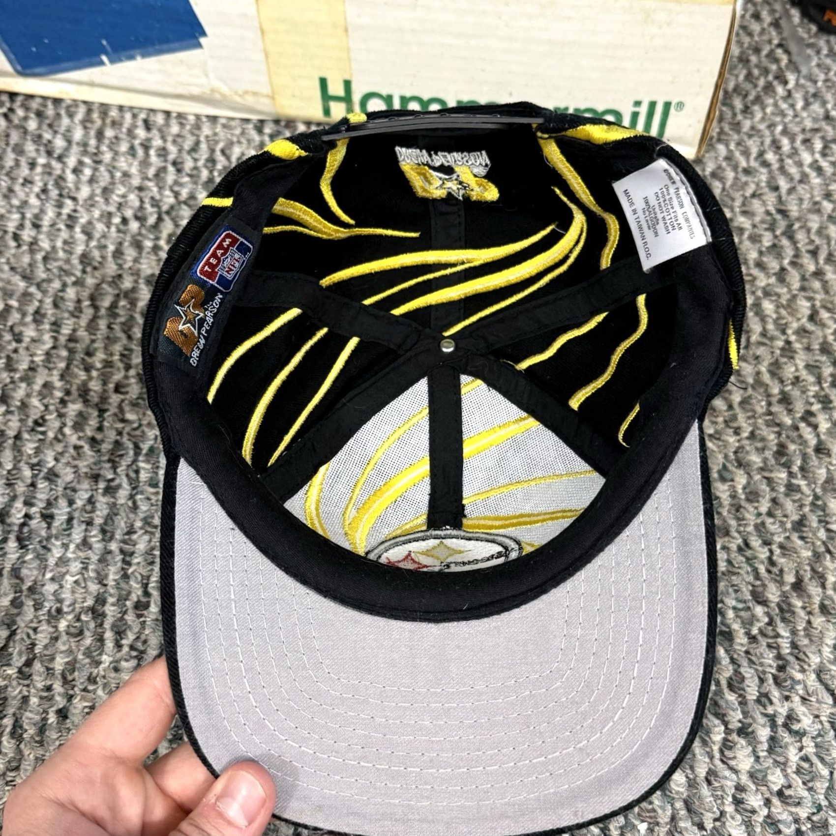 Drew VINTAGE Pittsburgh Steelers Hat Adult 90s Drew Pearson SnapBack NFL Sport Black Cotton Knit Men One Size Adjustable Lightweight Snapback Seasoned Mens Size ONE SIZE - 6 Thumbnail