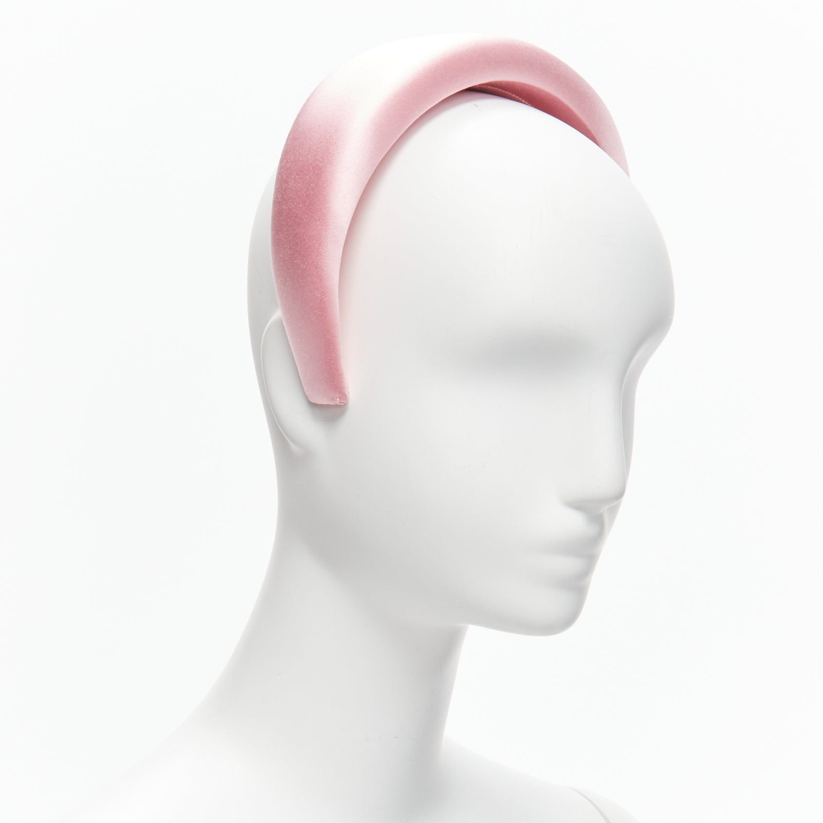 Prada PRADA Alice light pink satin oversized padded puffy headband Size ONE SIZE - 1 Thumbnail