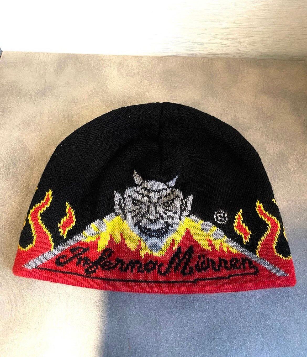 Pre-owned Hat X Vintage Fire Flames Graphic Skull Hell Black Hat Cap