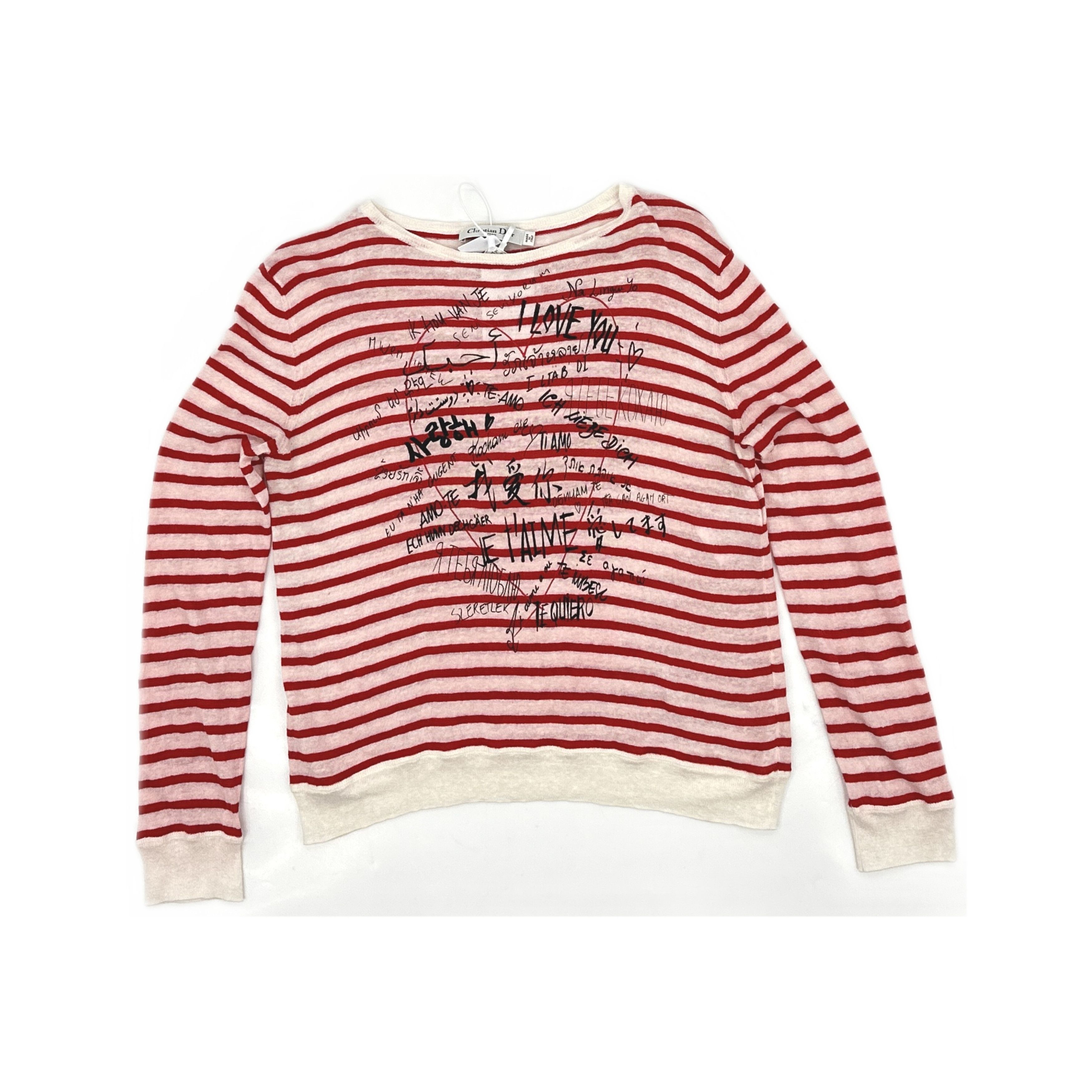 Dior Dior Striped Heart Motif Knit Sweater Size 36 Size XS / US 0-2 / IT 36-38 - 1 Thumbnail