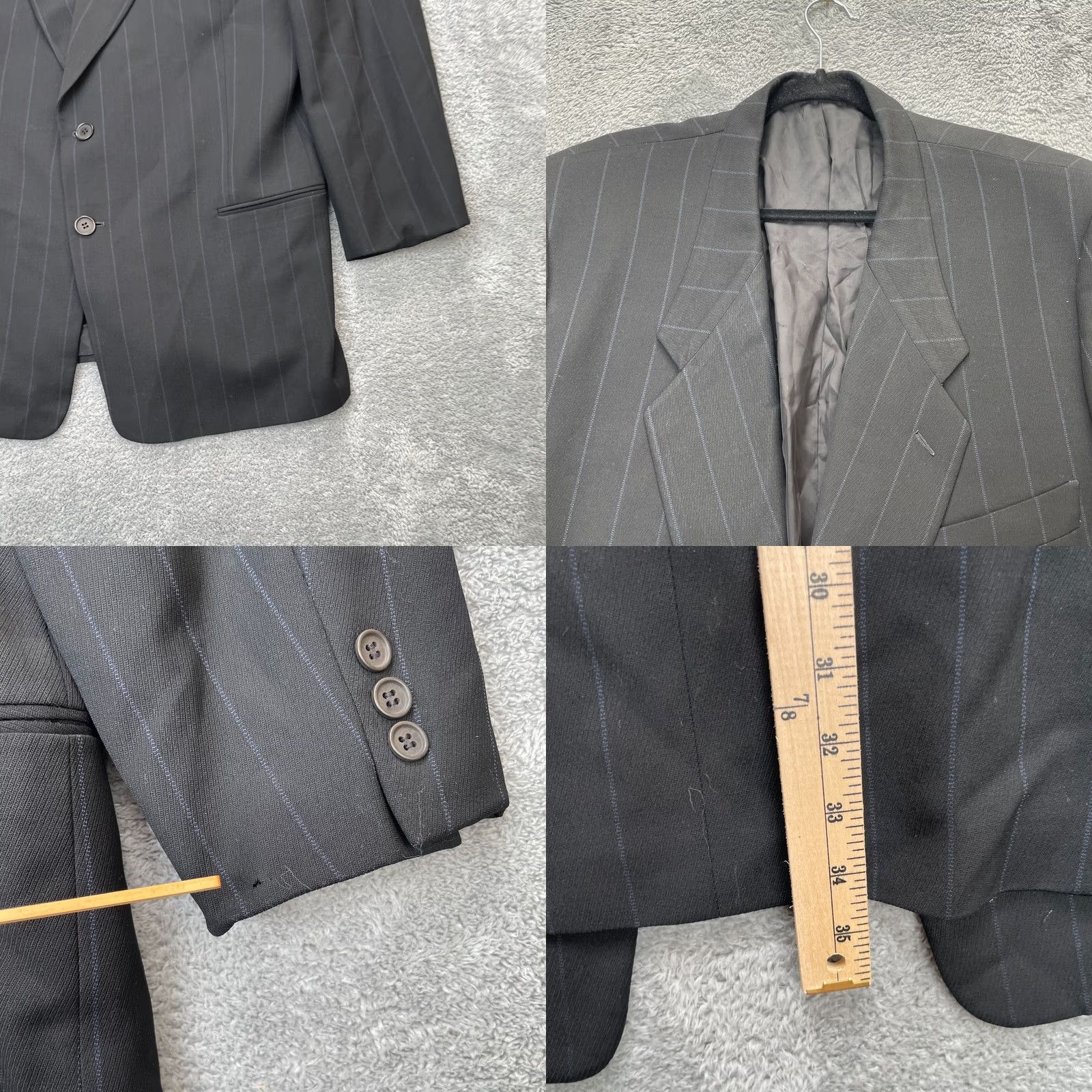Saks Fifth Avenue New Title: Saks Fifth Avenue Vintage Giorgio Armani Jacket, Black Blazer, 46R, Pinstripe Size 46R - 8 Thumbnail