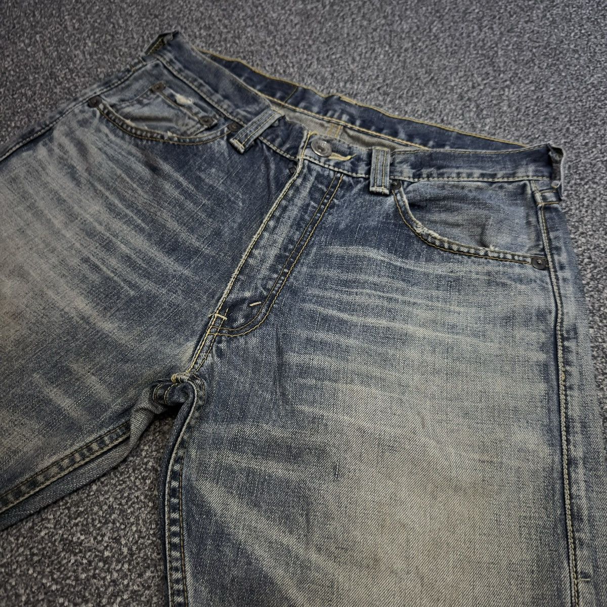 If Six Was Nine Archives ‼️ Flared Sick Levis 507 Heavy Fade Washed Denim Y2K Size US 32 / EU 48 - 3 Thumbnail