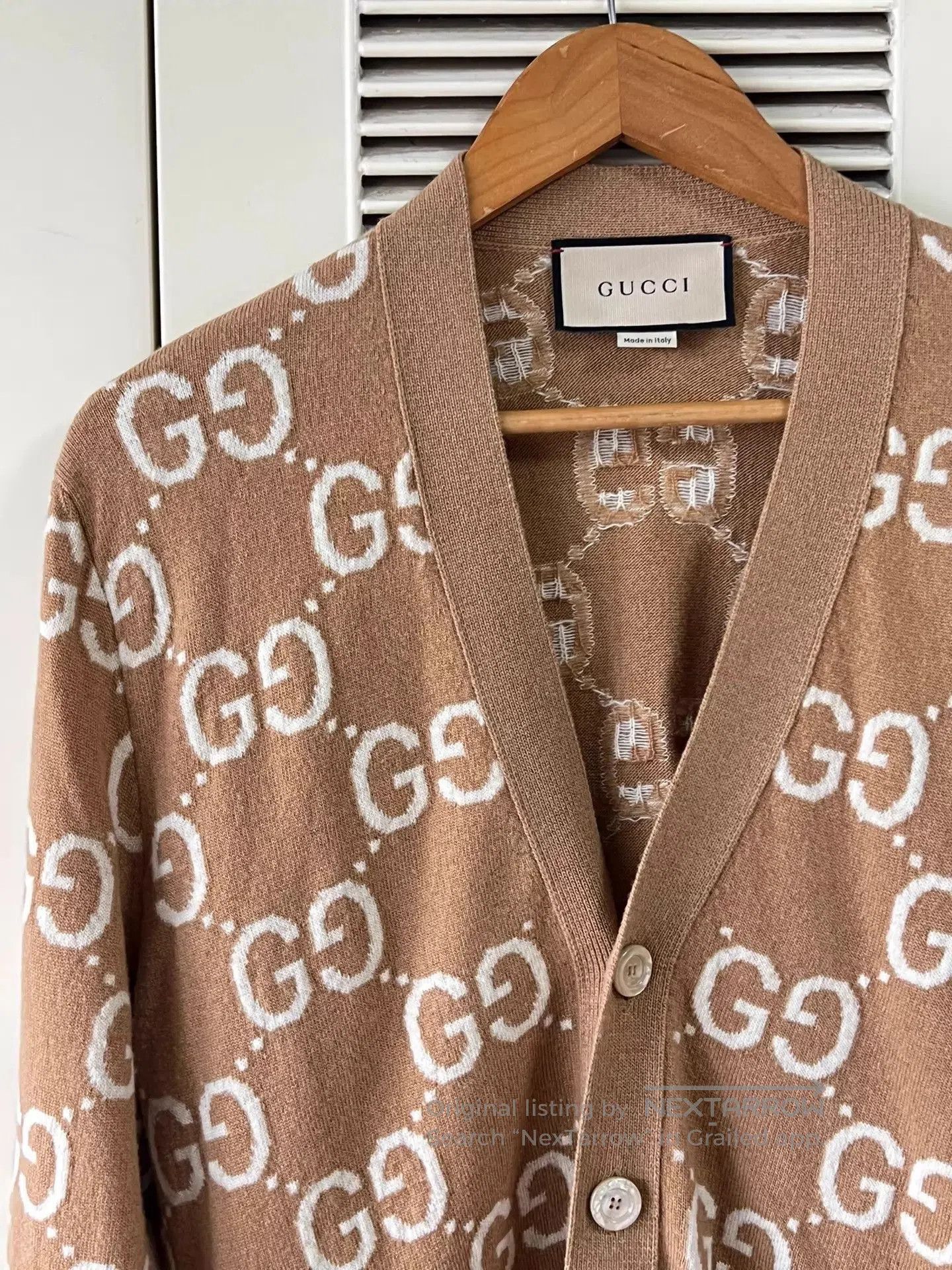 Gucci Brown Patterned Cardigan with Button Front . Size US S / EU 44-46 / 1 - 2 Thumbnail