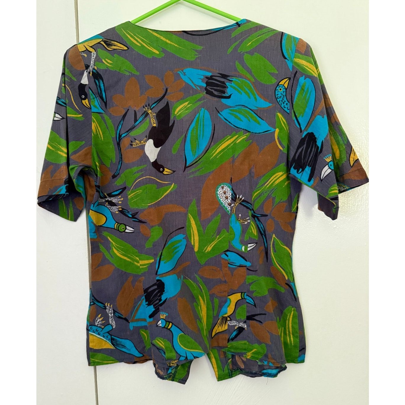 Vintage Vintage 70’s Louis Bennett Bird Blue Green Top Small Med Size S / US 4 / IT 40 - 2 Thumbnail