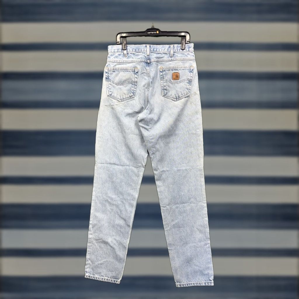 Carhartt Carhartt Jeans Mens 33x36 Dungaree Light Wash Denim Straight Fit B13-DST 90s Logo Size US 33 - 1 Thumbnail