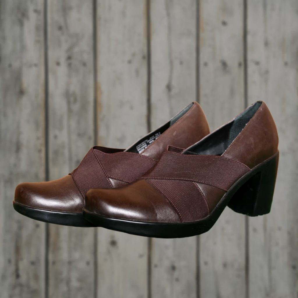 Dansko Dansko Tori Brown Leather Pumps Heel Pump Women 3" Block US 8 EUR 38.5 Slip On Size US 9 / IT 39 - 1 Thumbnail