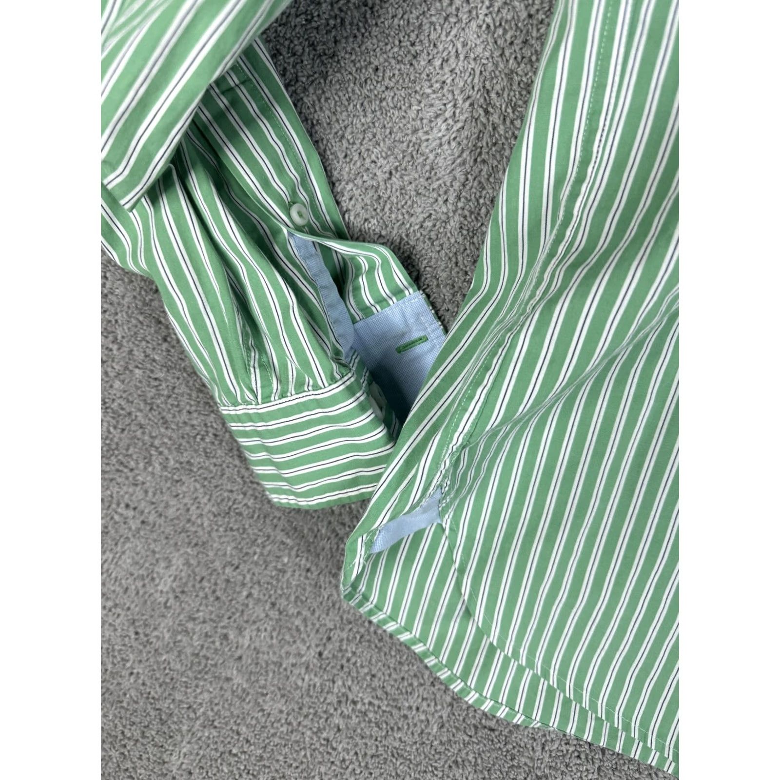 Brooks Brothers Brooks Brothers Shirt Mens Large Green White Stripe Button Front Casual Cotton Size US L / EU 52-54 / 3 - 2 Thumbnail