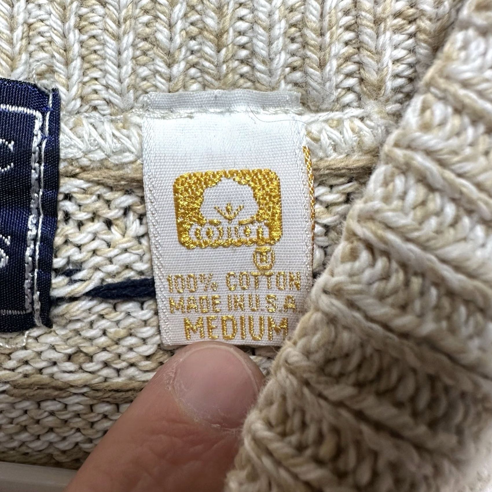 Vintage Vintage Peconic Bay Traders Sweater Mens Medium Geometric Knit Beige USA GUC Size US M / EU 48-50 / 2 - 5 Thumbnail
