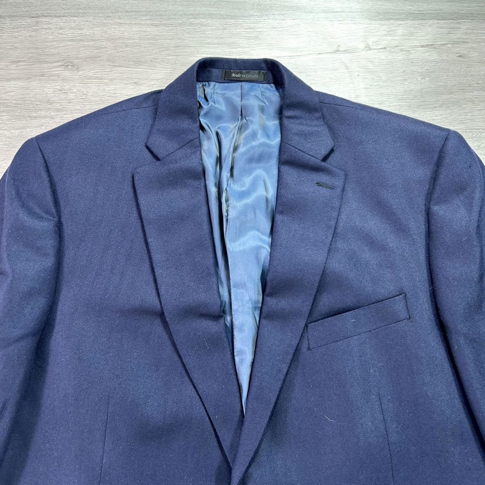 Hart Schaffner Marx Hart Schaffner Marx Blazer Mens 48 Long Navy Wool Two Button Jacket Canada Size 48R - 4 Thumbnail