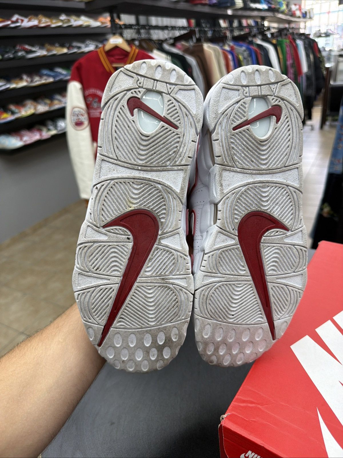 Nike Size 10 - Nike Air More Uptempo White Varsity Red 2021 Size US 10 / EU 43 - 12 Thumbnail
