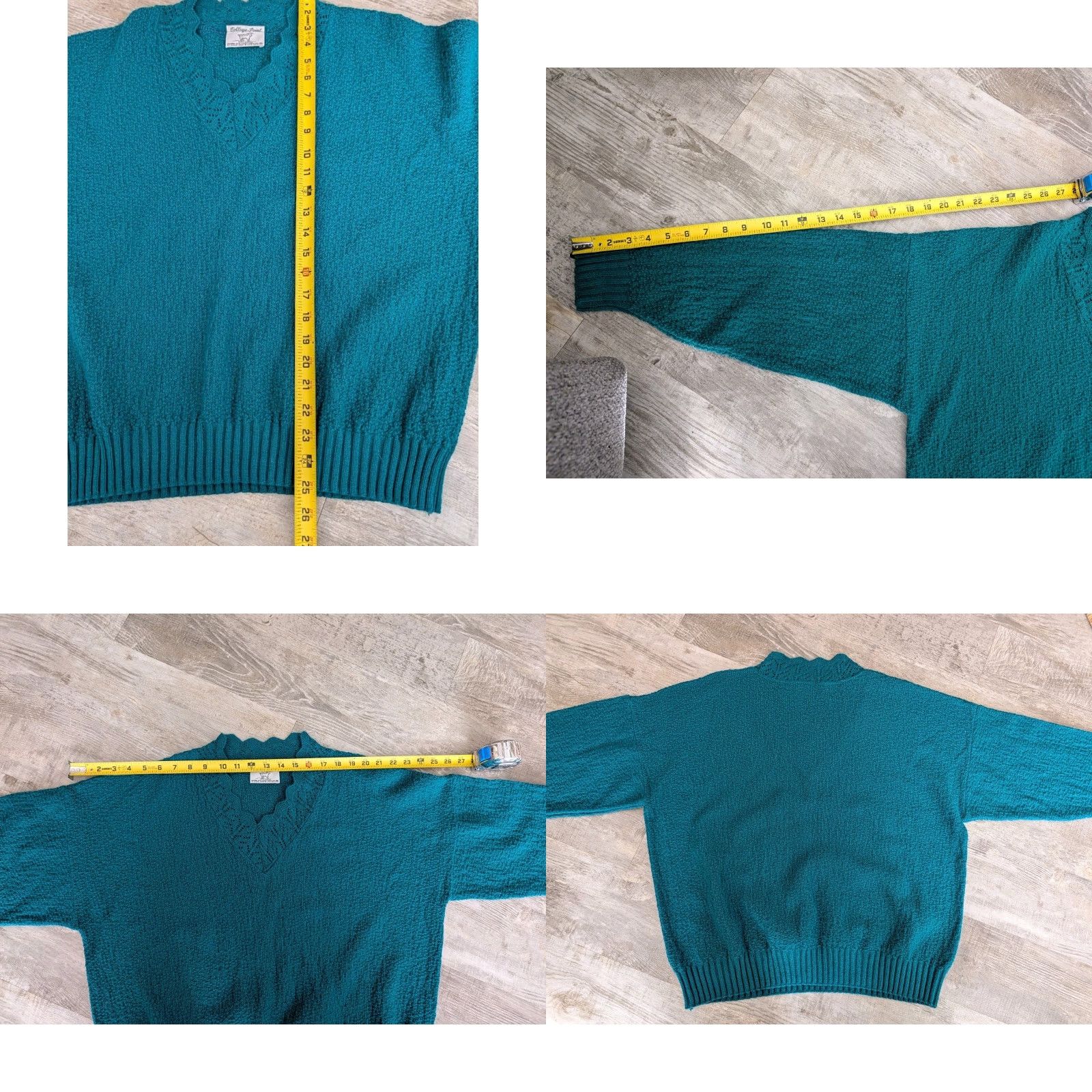 Vintage VINTAGE 70s College Point Sweater Womens L Blue Textured V-Neck Pullover Made in USA Aran Lightweight Size L / US 10 / IT 46 - 8 Thumbnail